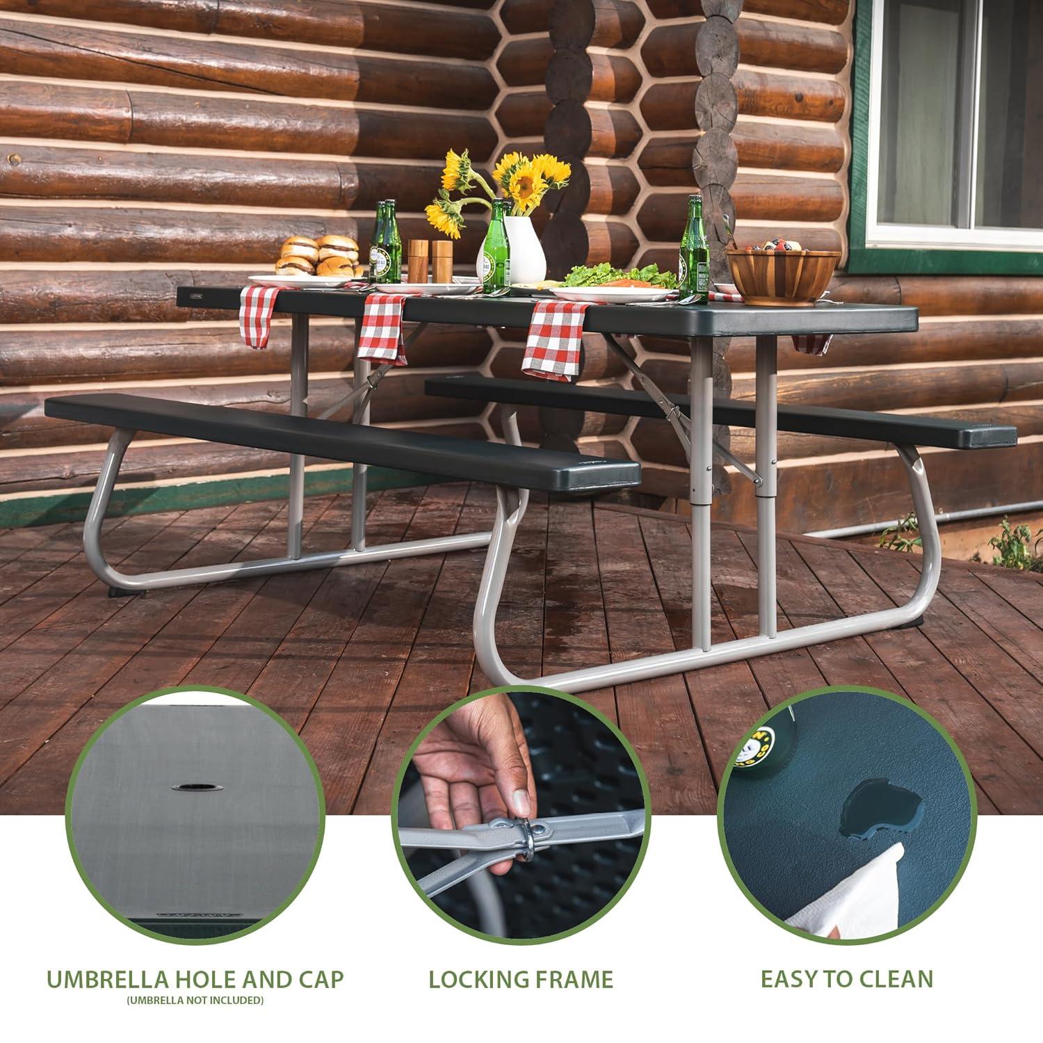 Lifetime 6 Foot Polyethylene Picnic Table, Hunter Green (22123)