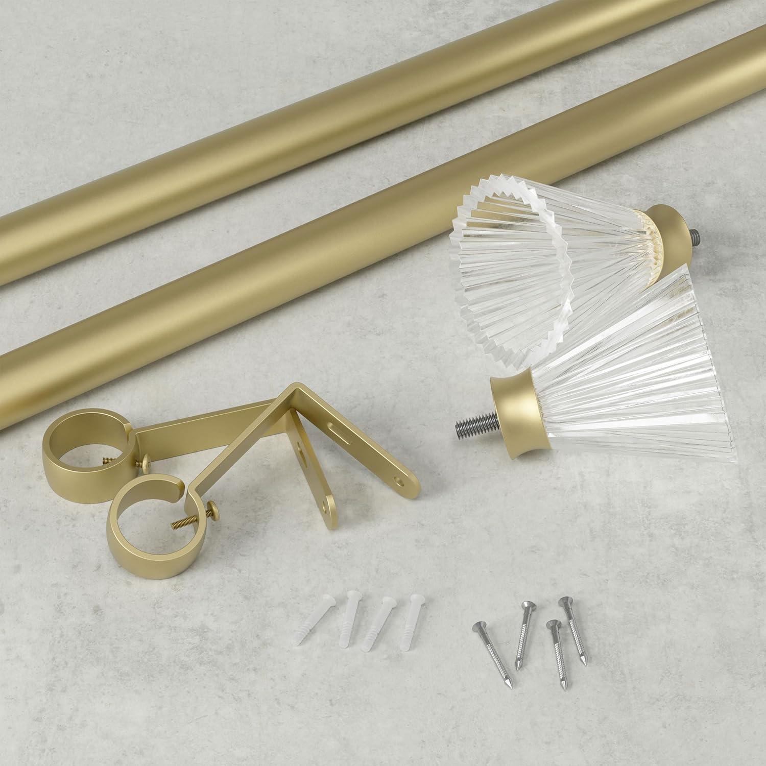 Gold Steel Curtain Rod with Fluted Acrylic Finials