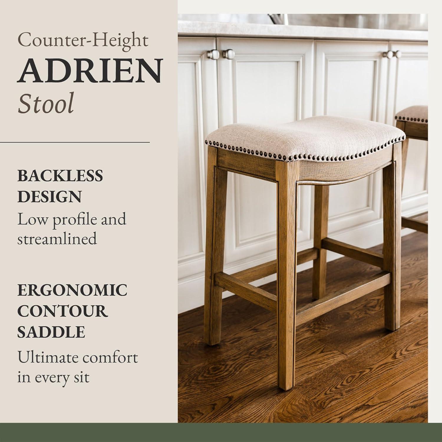 Maven Lane Adrien Upholstered Backless Saddle Kitchen Stool, Set of 3