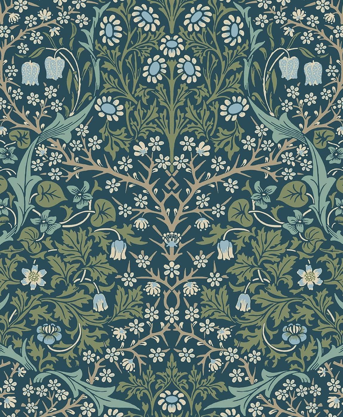 NextWall Victorian Garden Peel and Stick Wallpaper: Removable Vinyl, Vintage Floral, Botanical Matte Finish, 31.35 Sq Ft Coverage