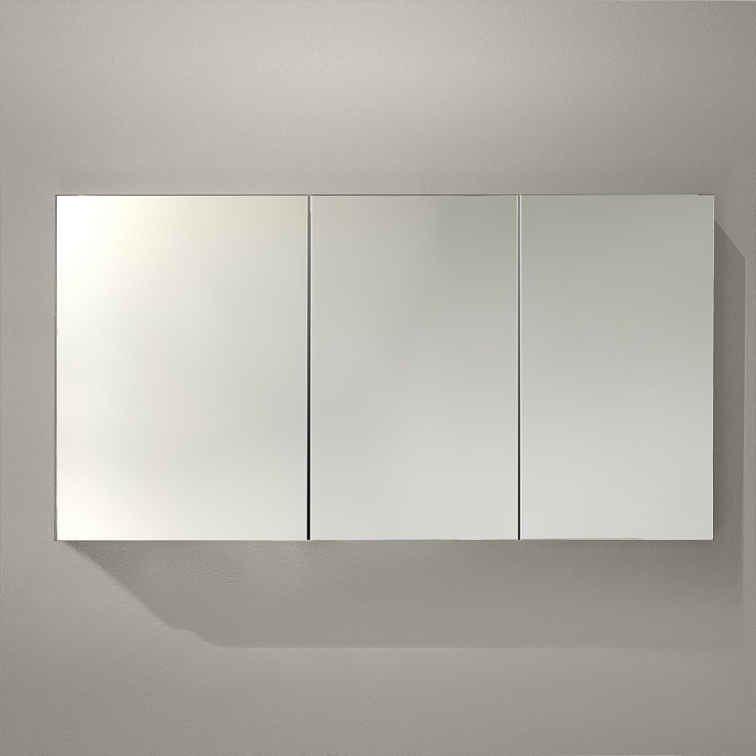 Contemporary 59" Wide Frameless Bathroom Medicine Cabinet with Interior Mirror