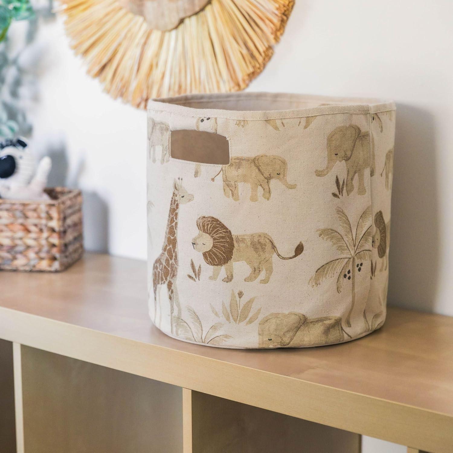 Safari Animal Beige Cotton Nursery Storage Bin