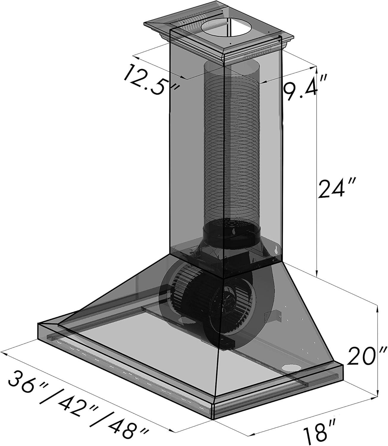 ZLINE 36" Convertible Vent Wooden Wall Mount Range Hood in Walnut