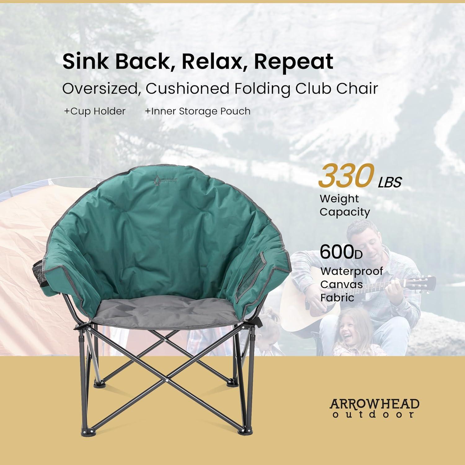 ARROWHEAD Outdoor Folding Camping Chair with Cushions