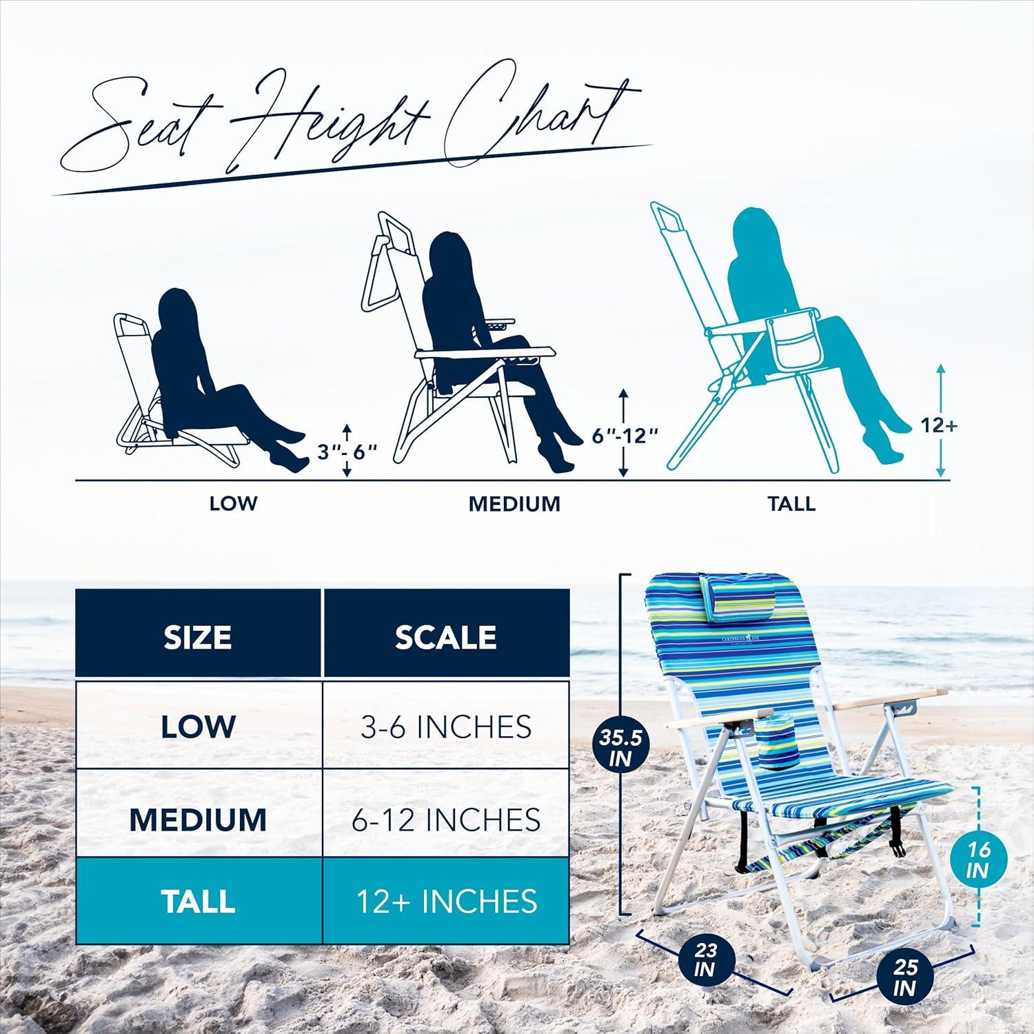 Multi-Stripe Steel Frame Beach Armchair with Wooden Armrests