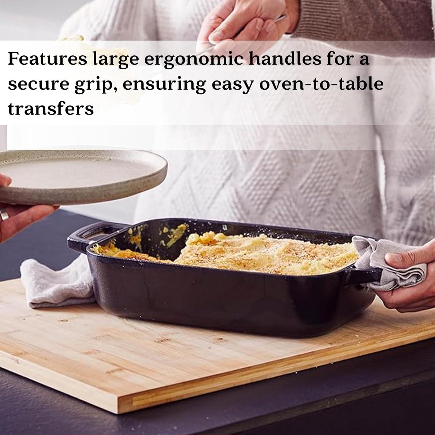 Alva Alva Nori Enameled Cast Iron Dutch Oven Dish Roasting Pan Rectangular Nonstick Stove-to-Table Enamel Coated Pot, Non Toxic, Compatible with All Stovetops, Oven Safe & Induction Safe