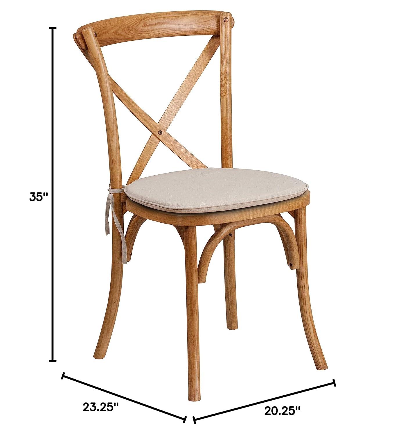 Flash Furniture HERCULES Series Stackable Oak Wood Cross Back Chair with Cushion