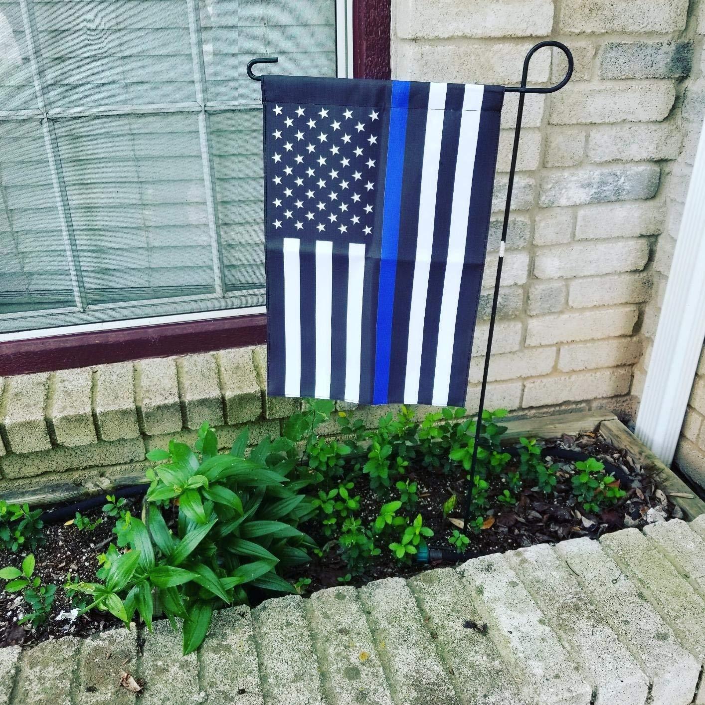 ERT Thin Blue Line Garden Flag Double sided 12.5 x 18 Inch Police Flag American Flag Made by Oxford lawn decoration Outdoor Indoor