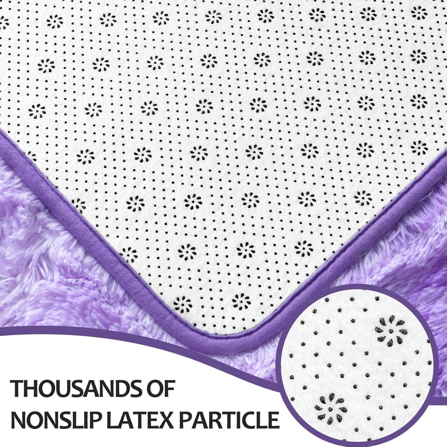 Noahas Fluffy Shaggy Rugs, 5x8 Feet Purple Plush Rugs for Girls Bedroom, Soft Kids Room Carpets, Large Bedside Rug, Upgrade Non-Slip Rugs for Children Nursery Dorm Home Decor, Purple