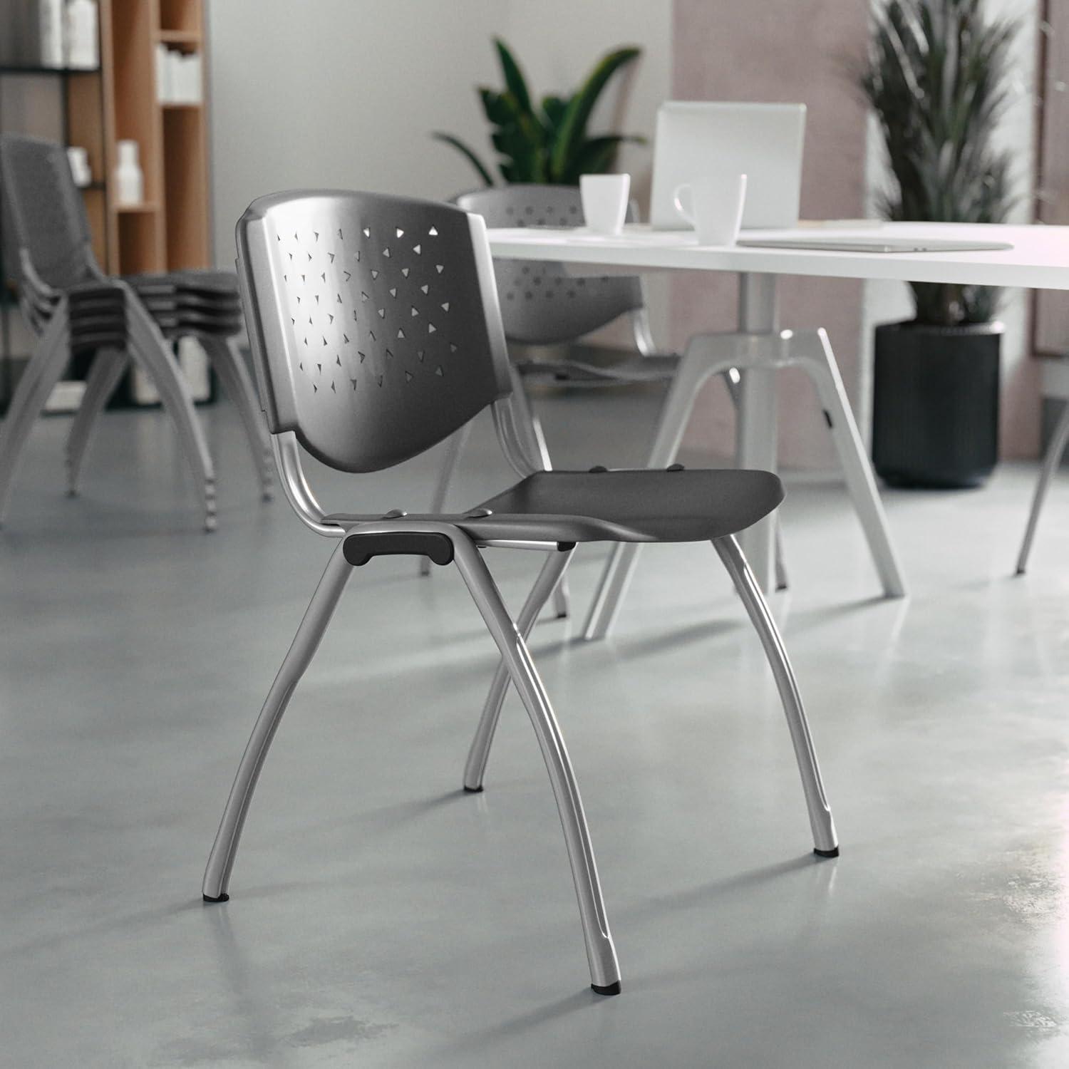 Flash Furniture Memphis 880 lb. Capacity Plastic Stack Chair with Powder Coated Frame