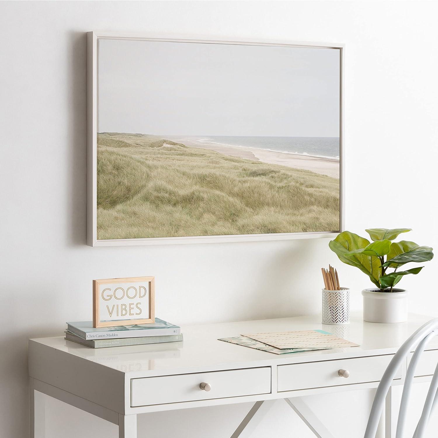 Sylvie Peaceful Coastal Landscape Framed Canvas by Creative Bunch White - Kate & Laurel All Things Decor