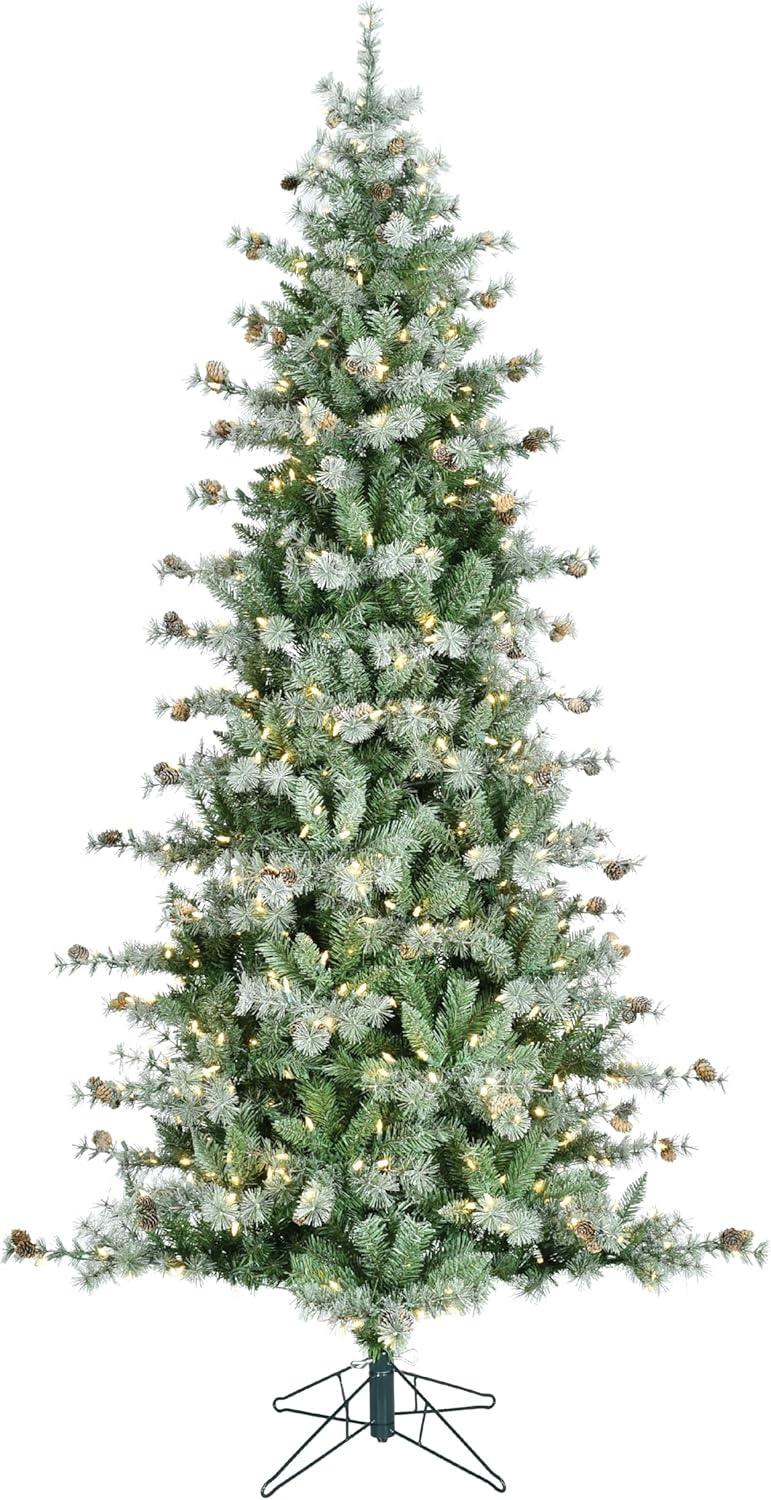 9-Ft Slim White Flocked Fir Christmas Tree with LED Lights