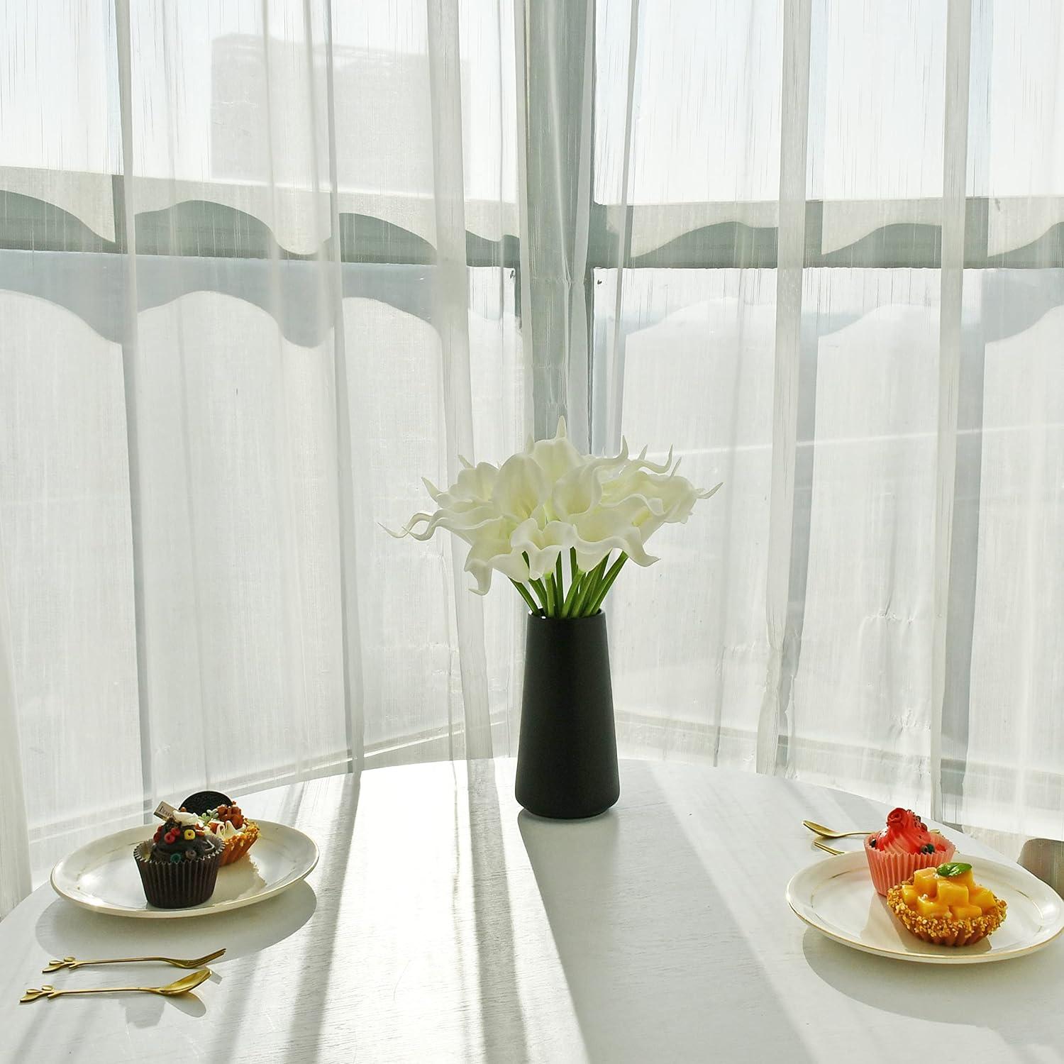 Namzi -a 20pcs Fake Flowers Artificial Calla Lily Silk Flowers 13.4 Inch for Mother's Day Easter Home Kitchen and Wedding (White)