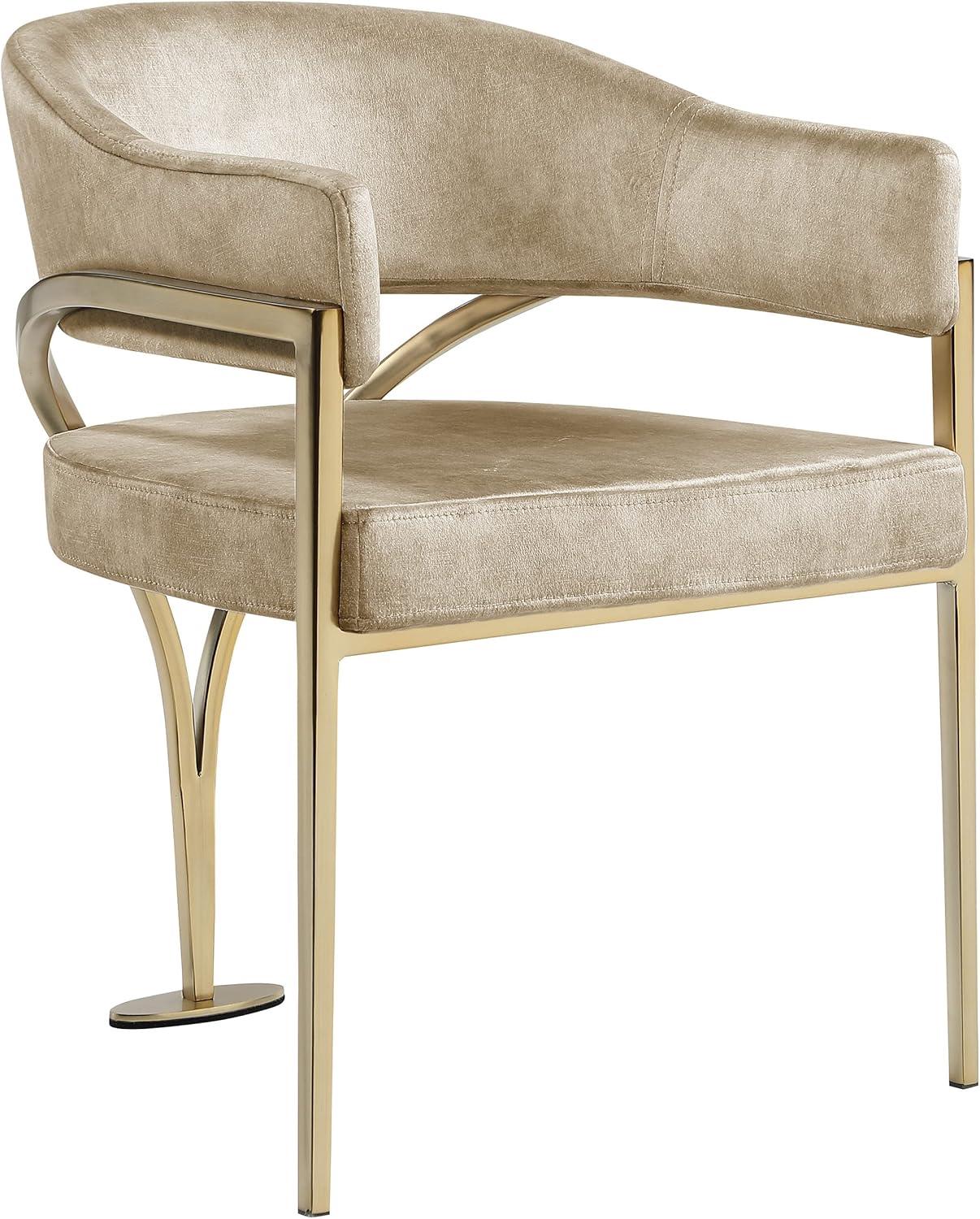 Meridian Furniture Madelyn Beige Velvet Dining Chair (Set of 2)