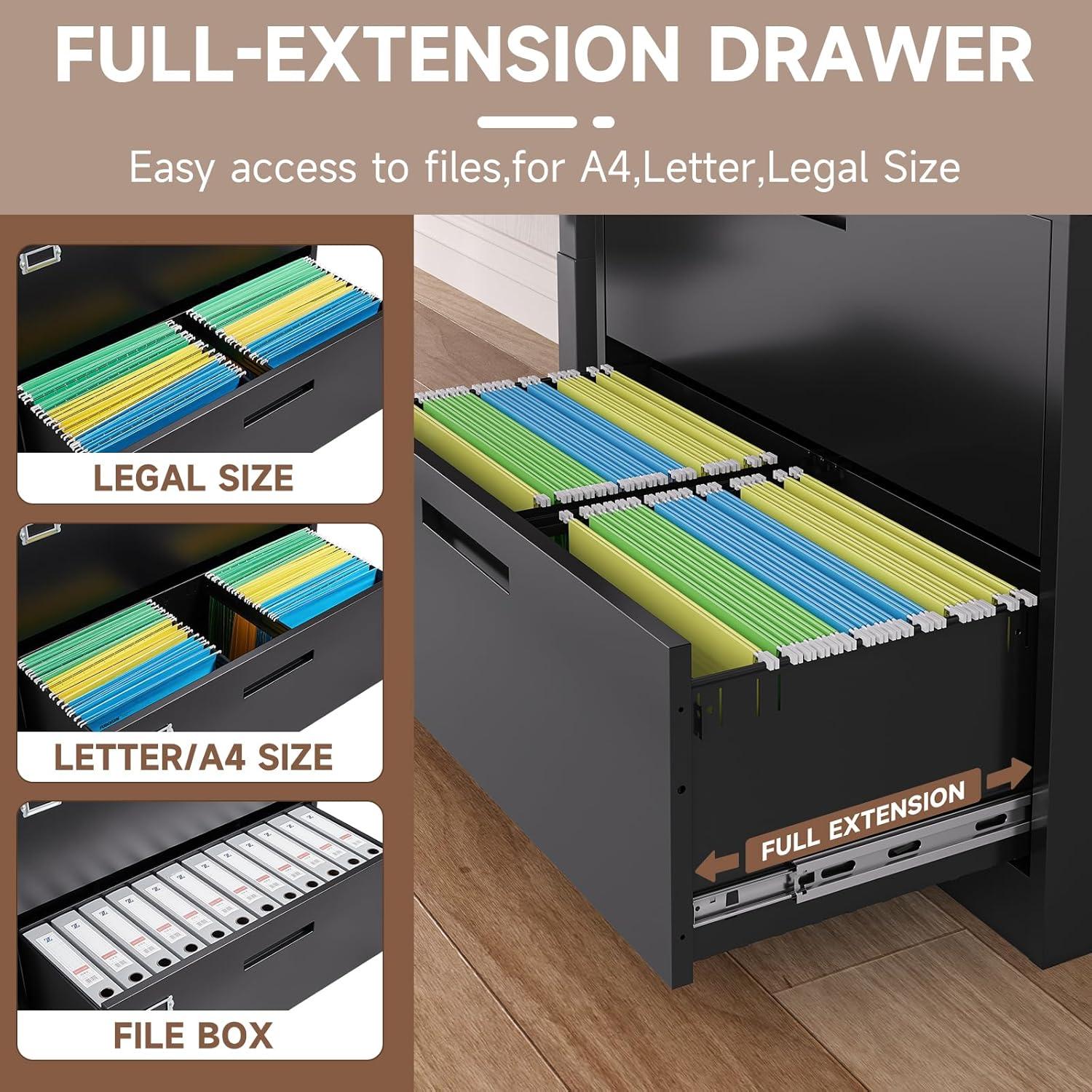 3 Drawer File Cabinet with Lock,Under Desk File Cabinet with Wheels,Black Rolling File Cabinet,Three Drawer Metal Filing Cabinet for Home Office,Fit A4/Letter/Legal File,Fully Assembled Except Casters