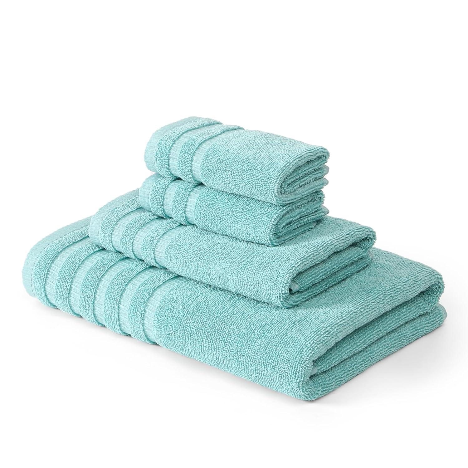 Modern Threads Modern Threads Oxford 6-Piece Yarn Dyed Jacquard & Solid Towel Set – 100% Combed Cotton, Quick Dry & Absorbent Bath, Hand & Washcloths