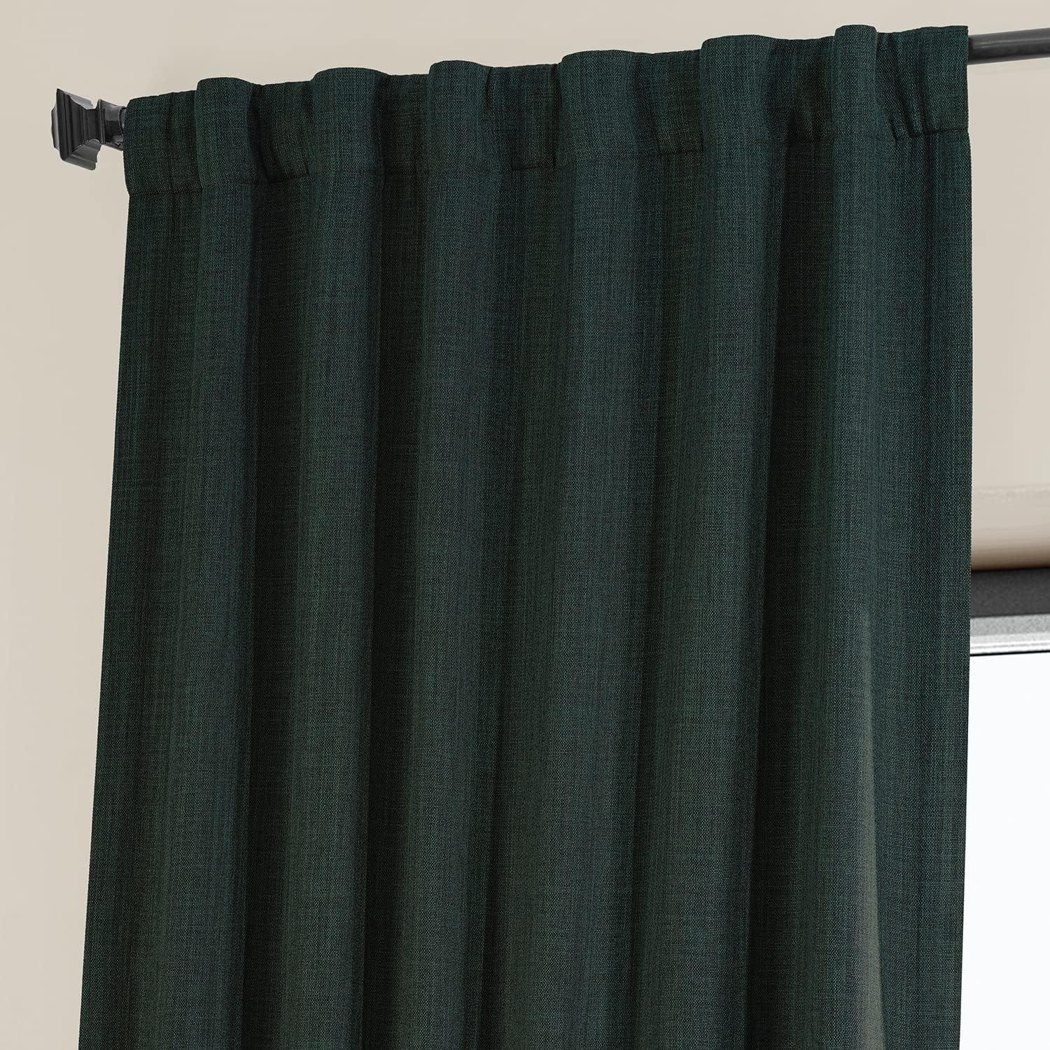 HPD Half Price Drapes Focal Green Faux Linen Room Darkening Curtains for Bedroom & Living Room Curtains (1 Panel), Door & Window Curtains 84 inches long, Rod Pocket Curtains & drapes, 50W X 84L