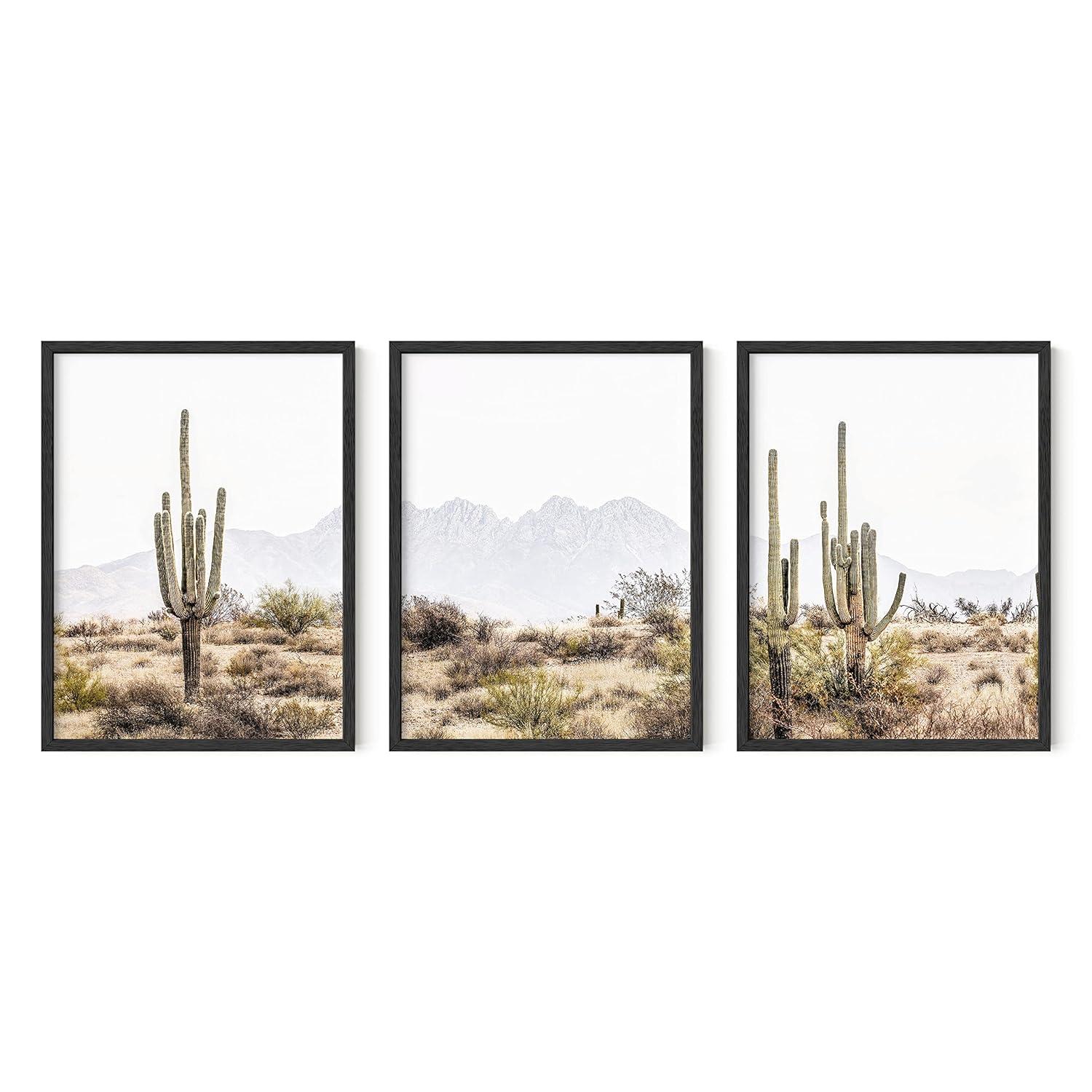 Haus and Hues Desert Wall Art - Set of 3 Western Posters, Landscape Pictures Wall Art, Nature Posters and Prints, Joshua Tree Wall Art, Cactus Posters Nature, Scenic Posters For Wall (12x16, Unframed)