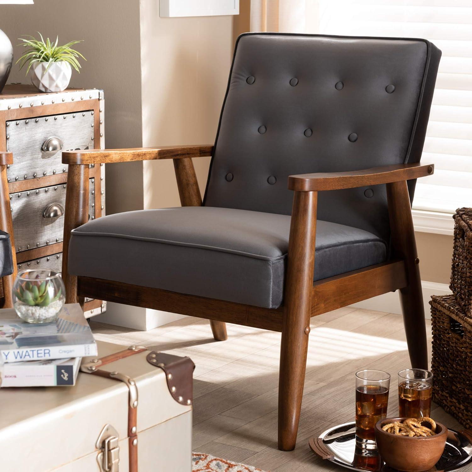 George Oliver Studio Sorrento Accent Chair, 1 Seater, Grey, Brown
