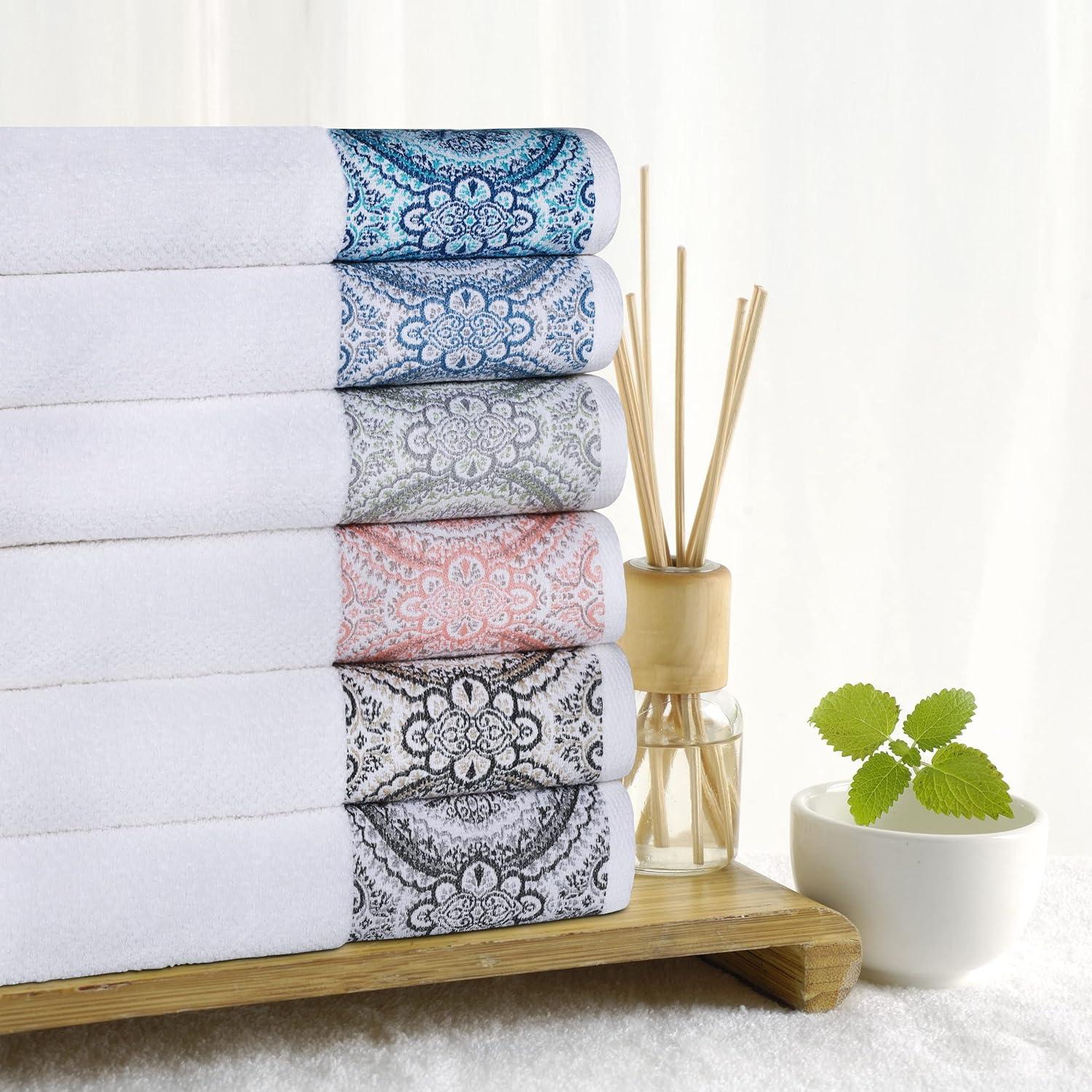 White and Grey Turkish Cotton 6-Piece Towel Set