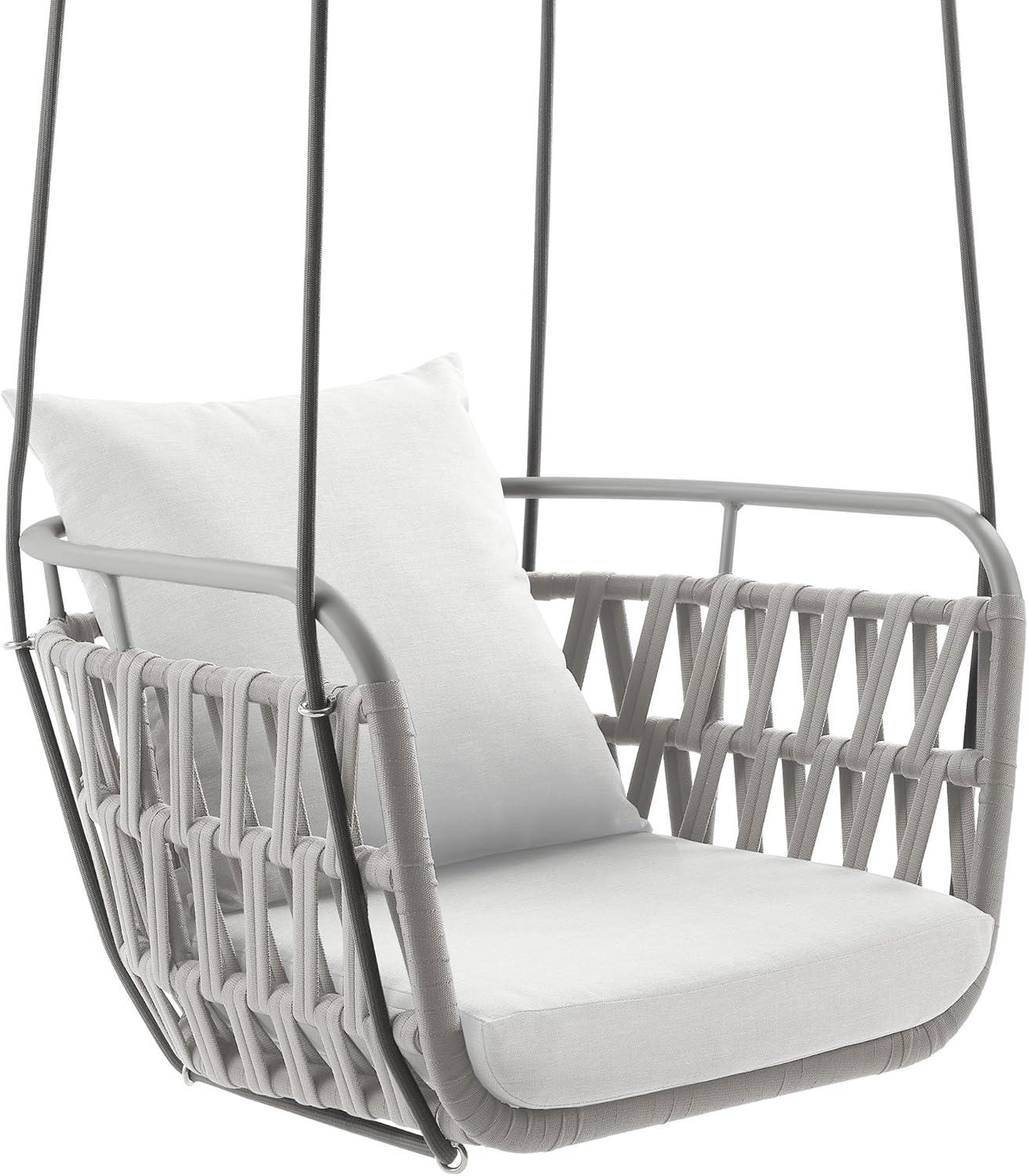 Modway Kaliah Outdoor Patio Aluminum Swing Chair in Light Gray White