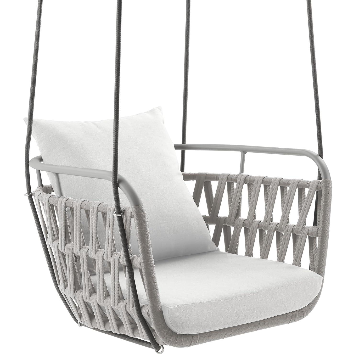 Modway Kaliah Outdoor Patio Aluminum Swing Chair in Light Gray White