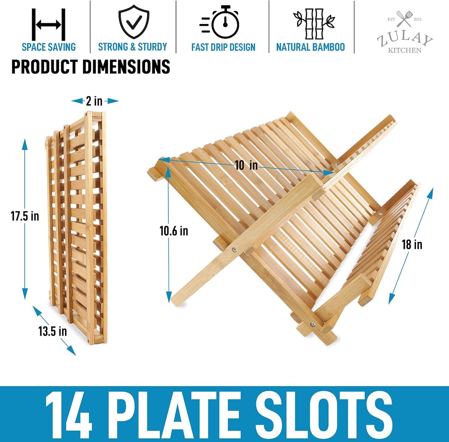 2-Tier Foldable Bamboo Dish Drying Rack