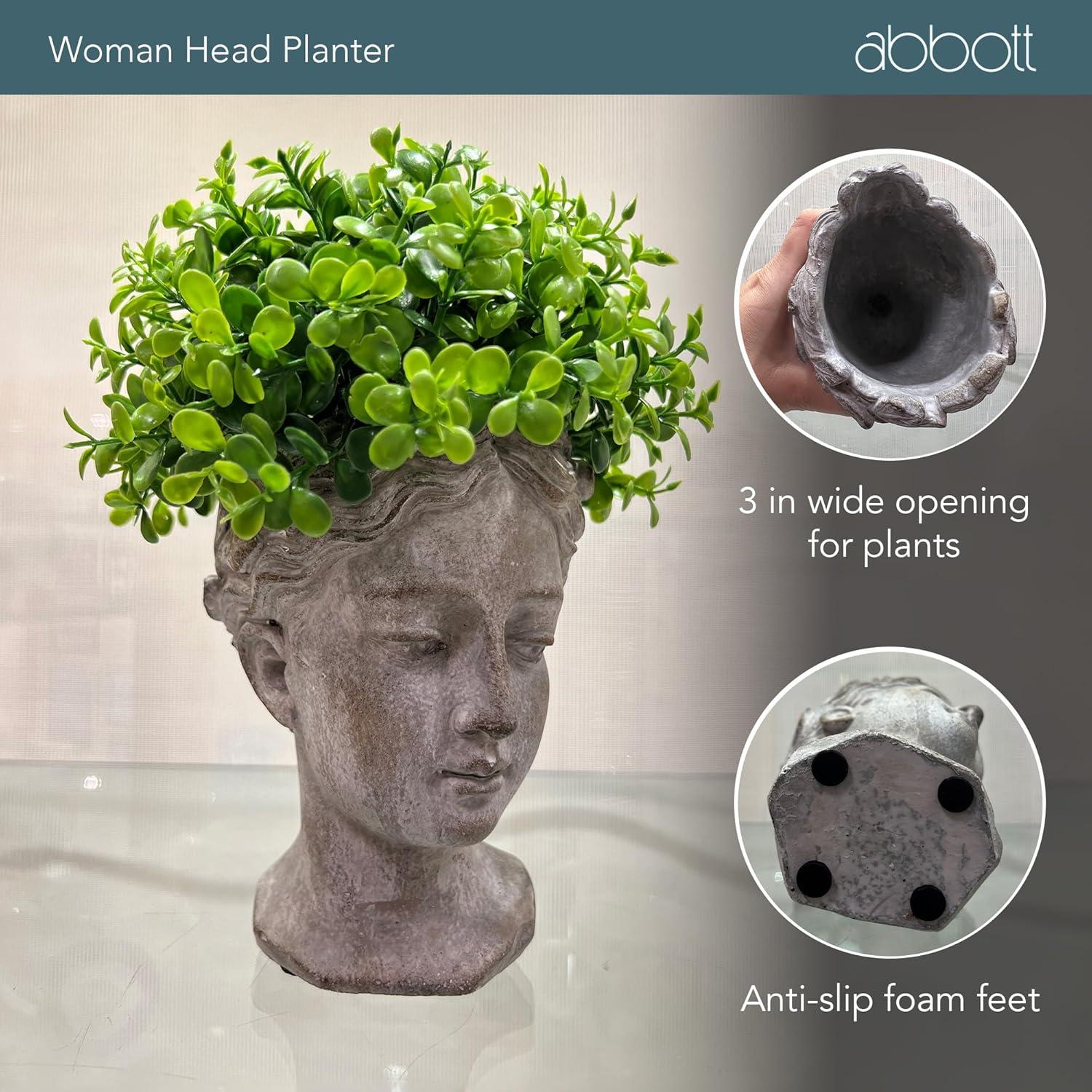 Abbott Collections  6.5 in. Extra Woman Head Planter, Grey - Small