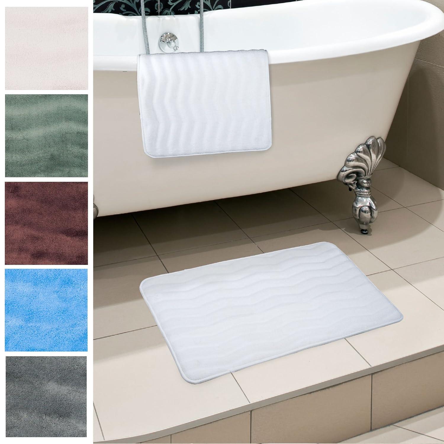 Ivory Memory Foam Bath Rug Set with Non-Slip Backing