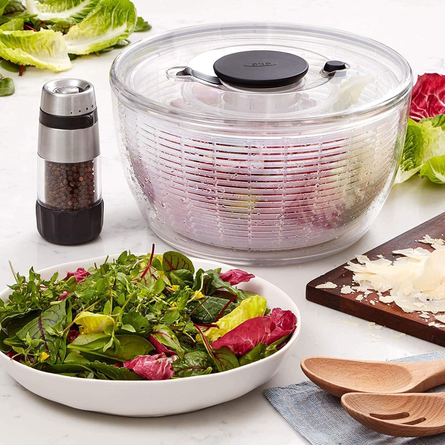 Clear & White 6.22 Qt Easy-Use Award-Winning Salad Spinner