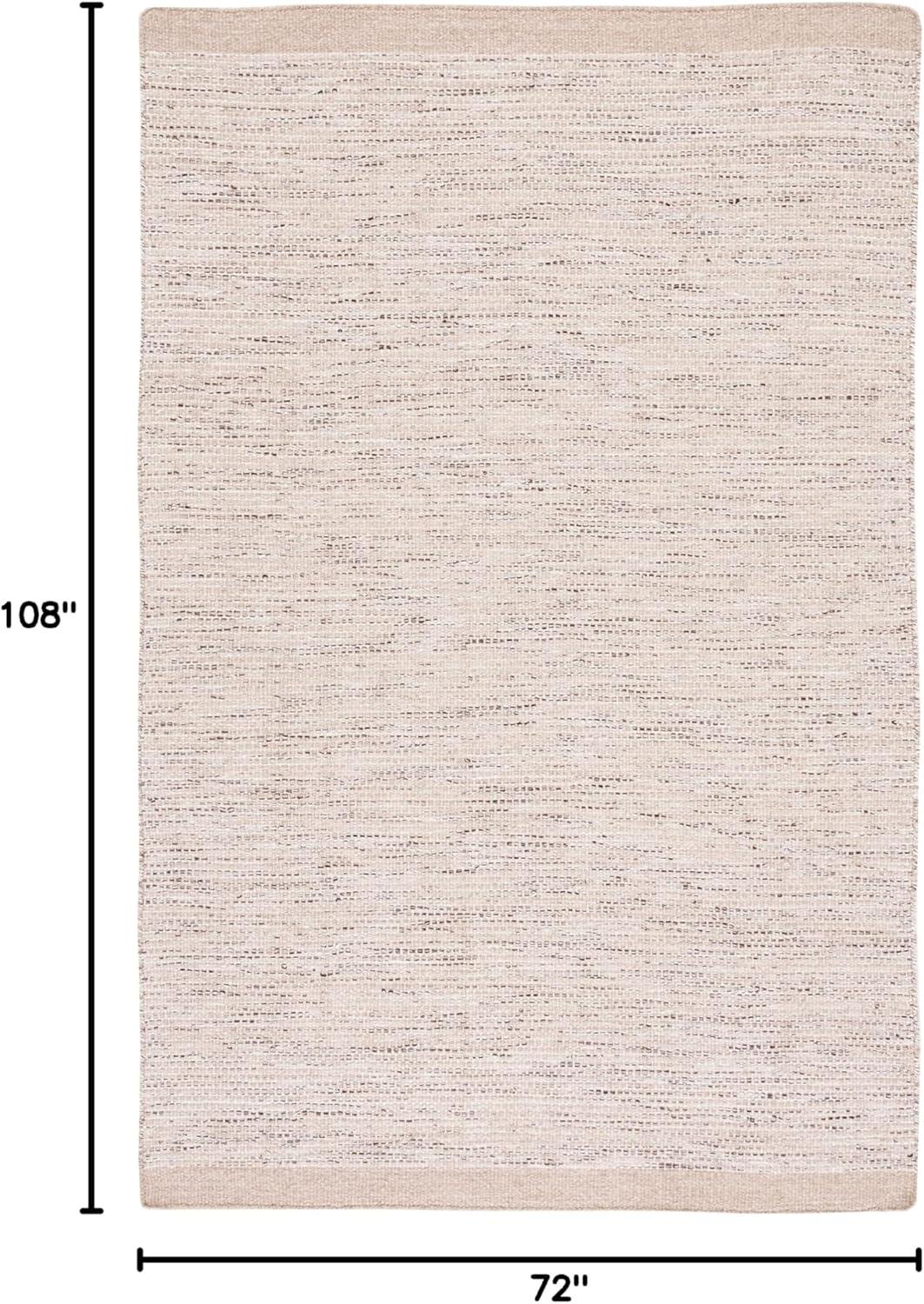 Beige and Ivory Handmade Wool Area Rug, 6' x 9'