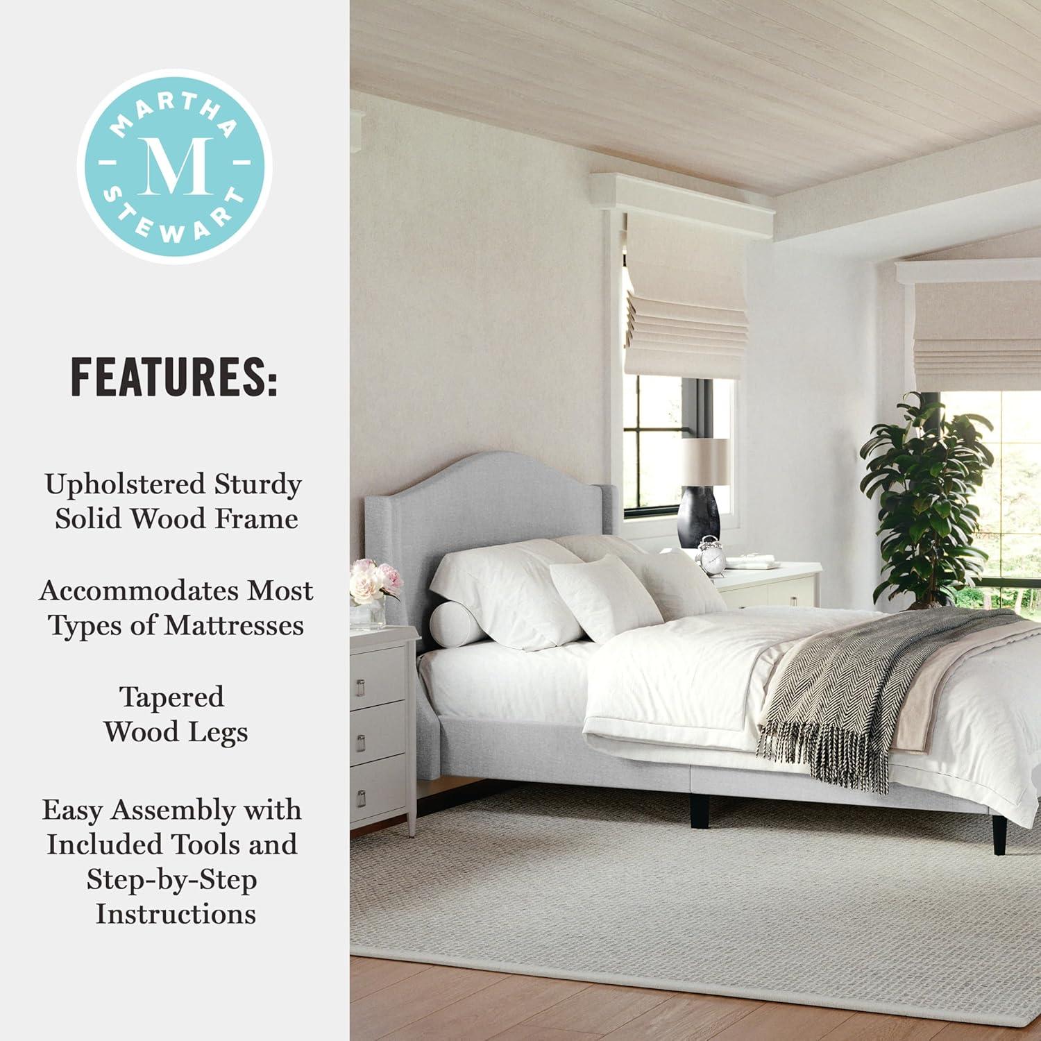 Martha Stewart Martha Stewart Amelia Upholstered Platform Bed With Curved Headboard