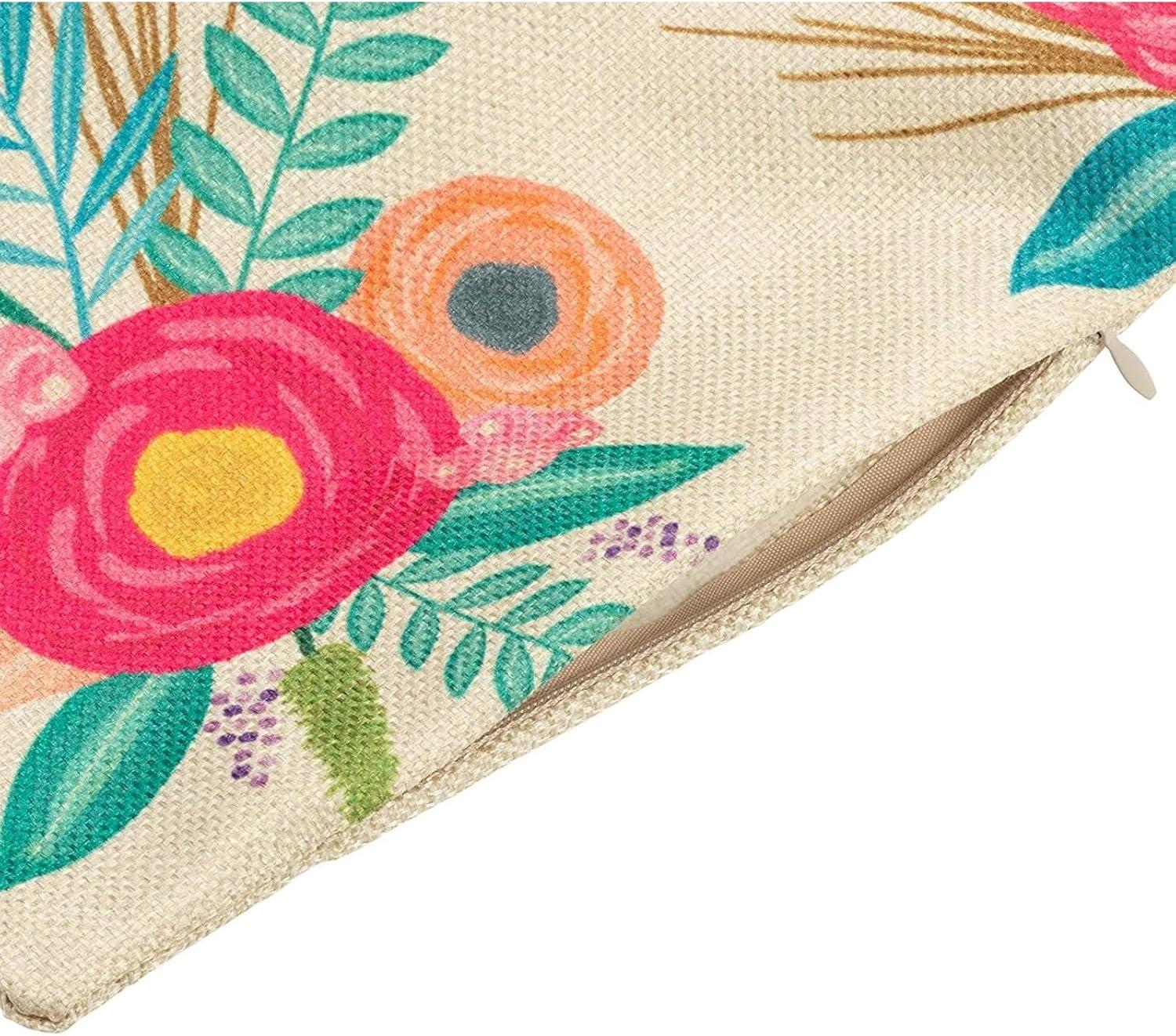 Juvale Set of 4 Happy Spring Decorative Pillow Case Cushion Covers for Easter, 4 Designs, 17 x 17 in