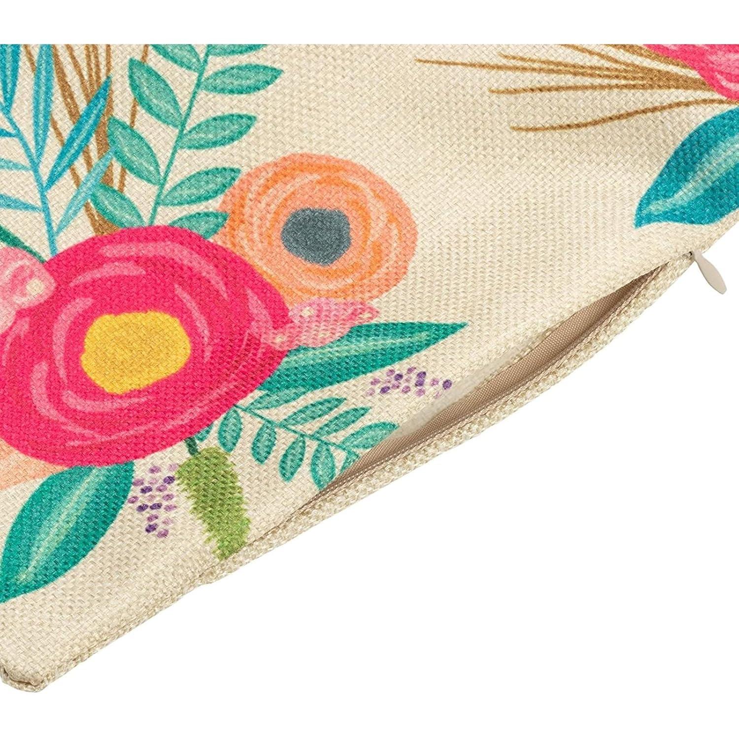 Juvale Set of 4 Happy Spring Decorative Pillow Case Cushion Covers for Easter, 4 Designs, 17 x 17 in