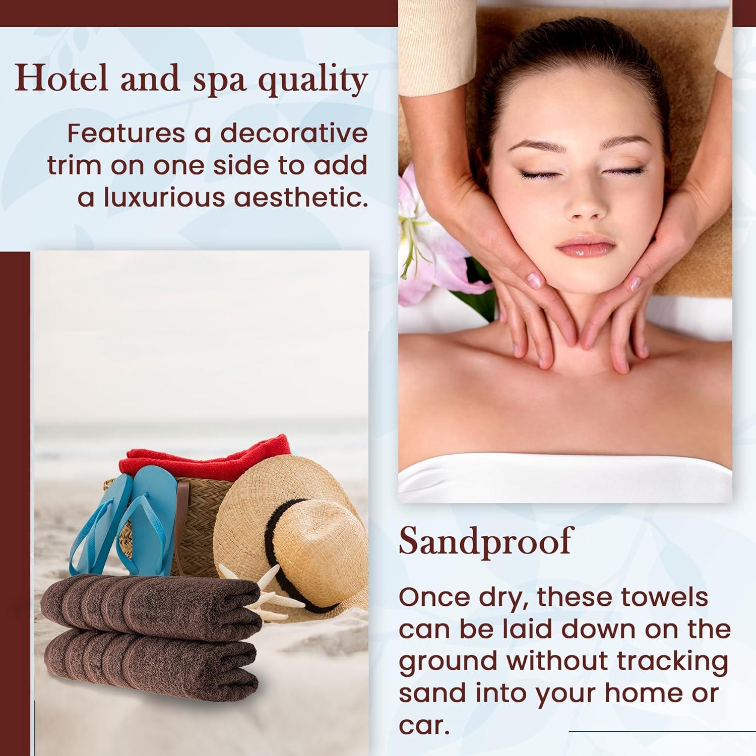 HALLEY Turkish Bath Towels Set - 2 Pack Bathroom Set, Ultra Soft, Machine Washable, Highly Absorbent, 100% Cotton - Luxury Spa Quality - Brown