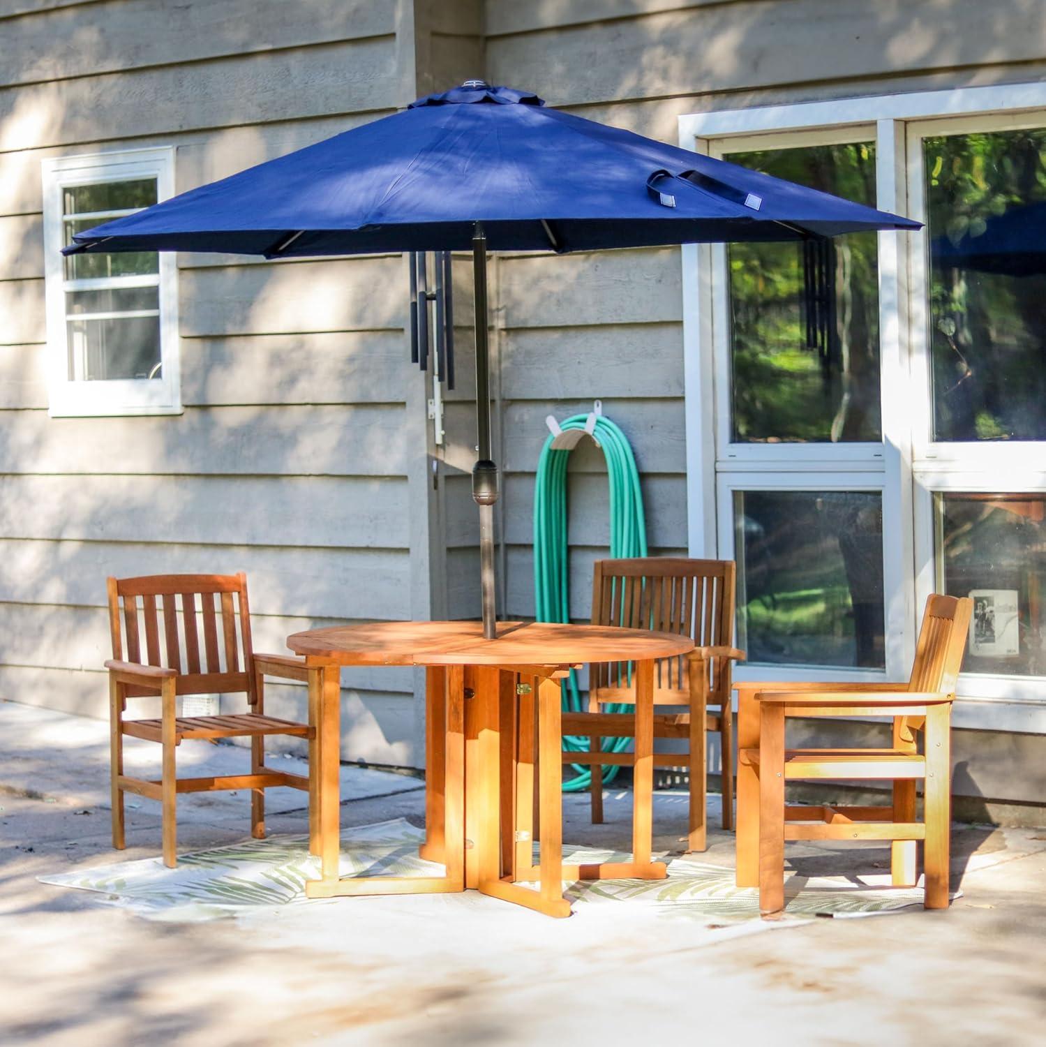 Sunnydaze Malaysian Hardwood Gateleg Round Patio Table with Teak Oil Finish - 47.25" Diameter x 29" H