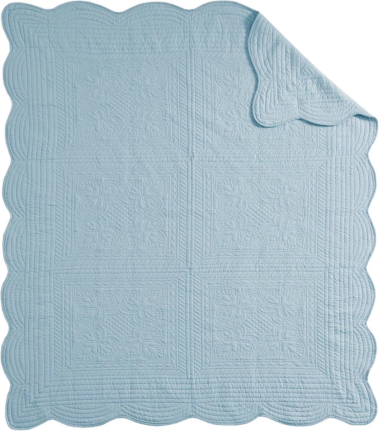 Journey Oversized Quilted Throw with Scalloped Edges