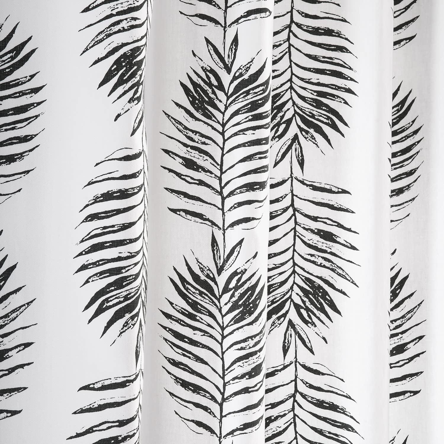 Sago Black Ink Printed Cotton Curtain (1 Panel), Sago Black Ink, 50W X 84L