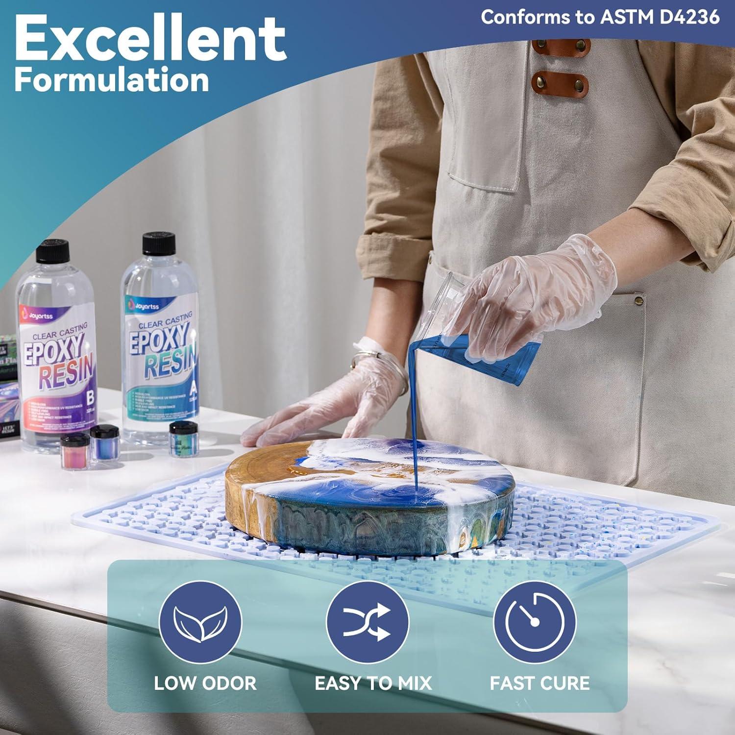 INCLY 1 Gallon Crystal Clear Epoxy Resin Kit, Bubbles Free Epoxy Resin Supplies, Casting & Coating Resin Epoxy for Craft Tabletop, Art Painting, Molds, with 24 Mica Powder, Large Silicone Cup & Stick
