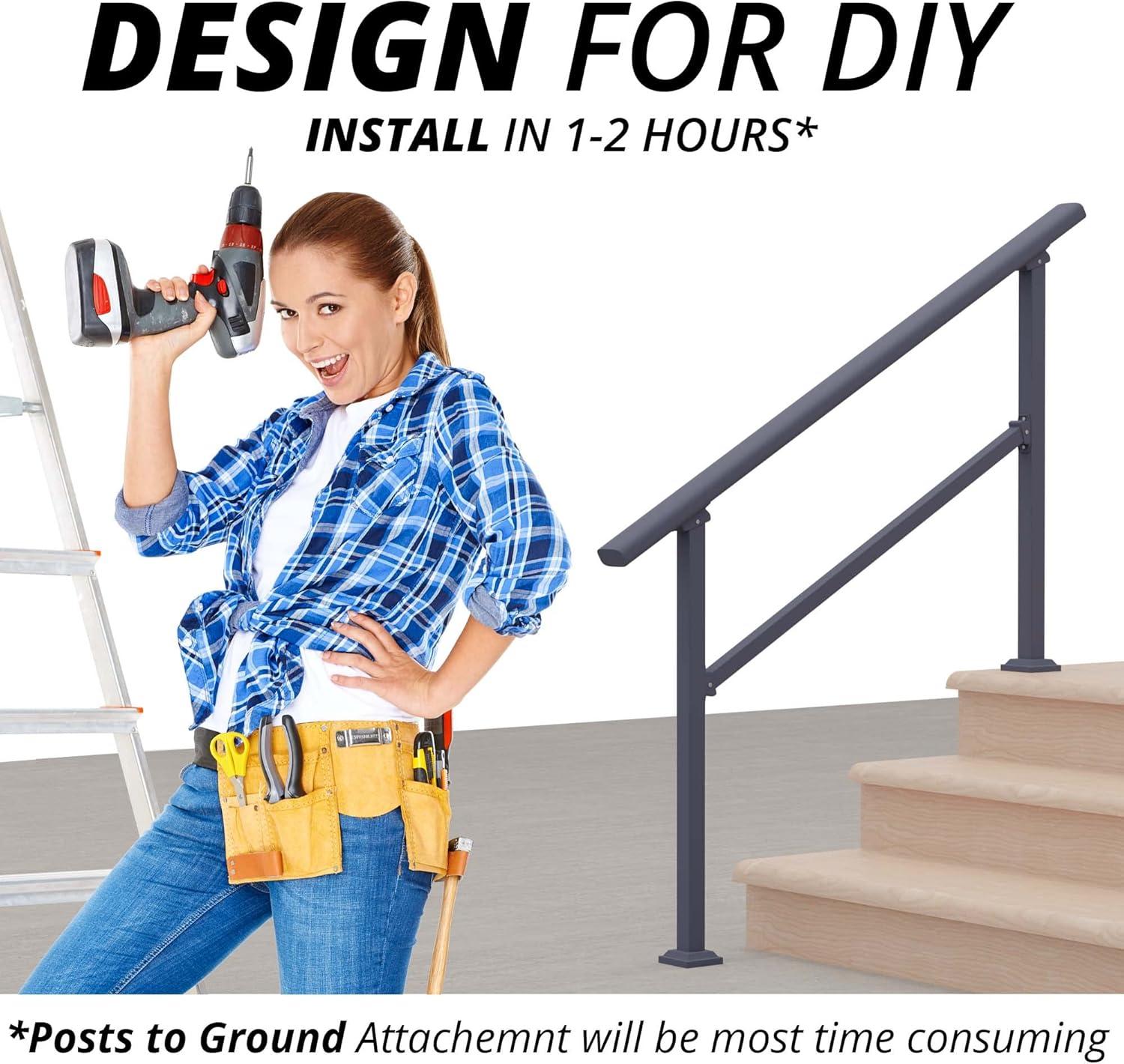 CR Home Hand Rails for Outdoor Steps for Porch, Deck, & Balcony Railing