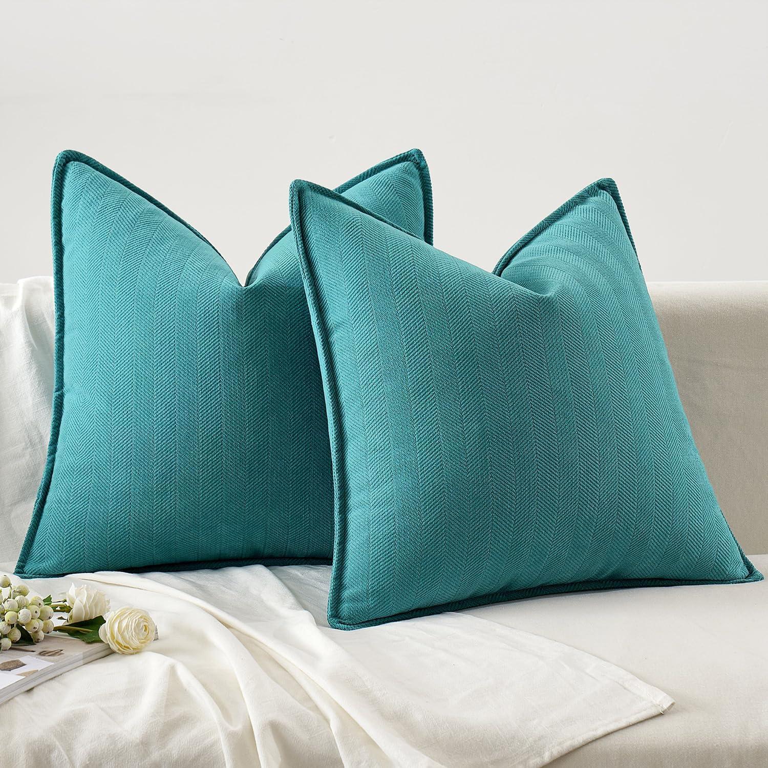 Teal Chenille 18x18 Euro Pillow Covers, Pack of 2