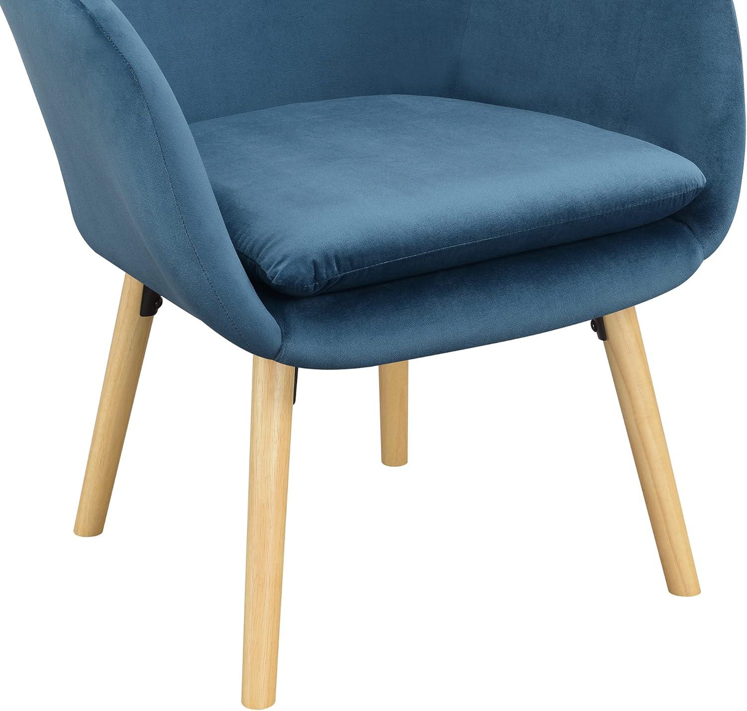 Charlotte Blue Velvet Wingback Accent Chair with Light Oak Legs