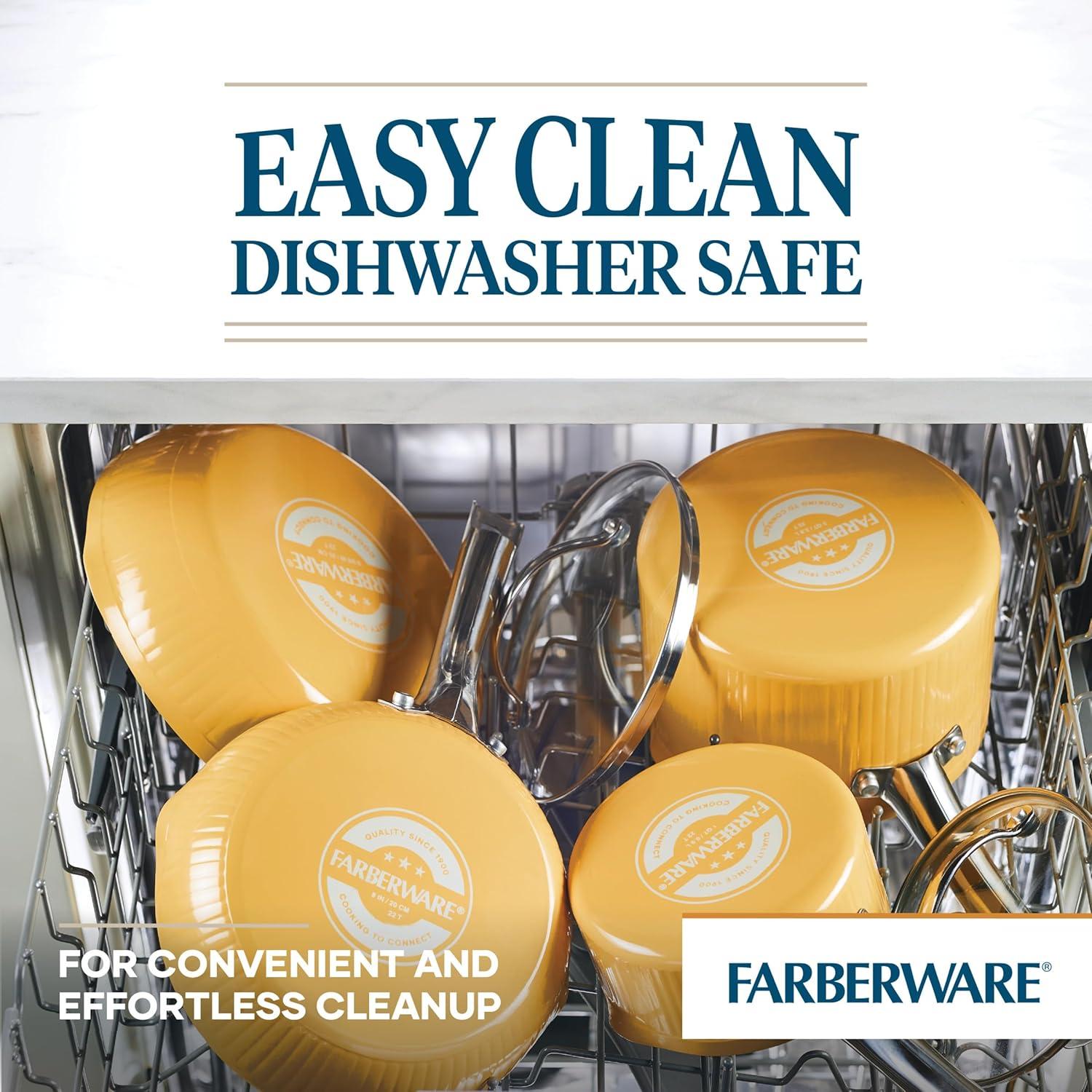 Farberware Style 10 Piece Nonstick Cookware Pots and Pans Set, Yellow