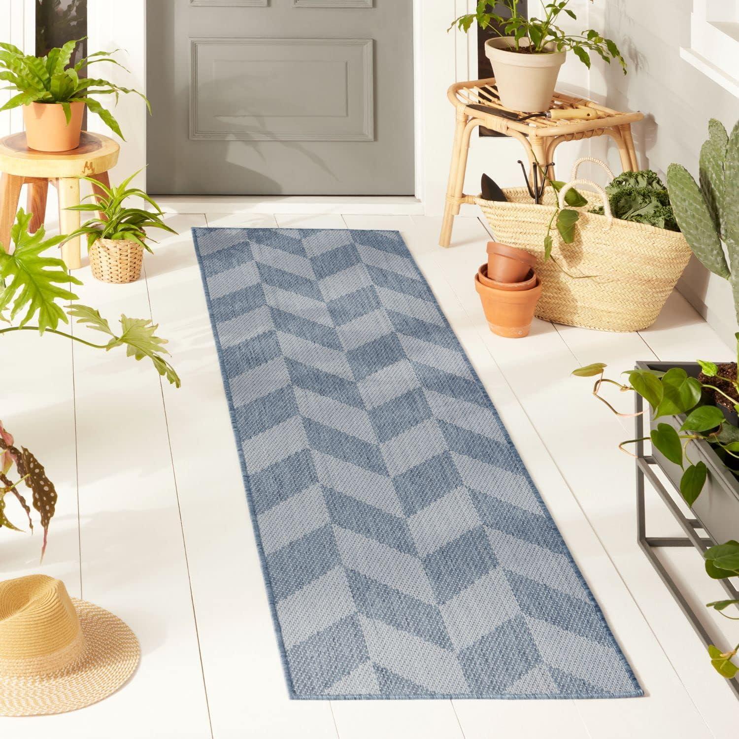 Nicole Miller Nicole Miller New York Patio Country Calla Herringbone Indoor/Outdoor Runner Area Rug