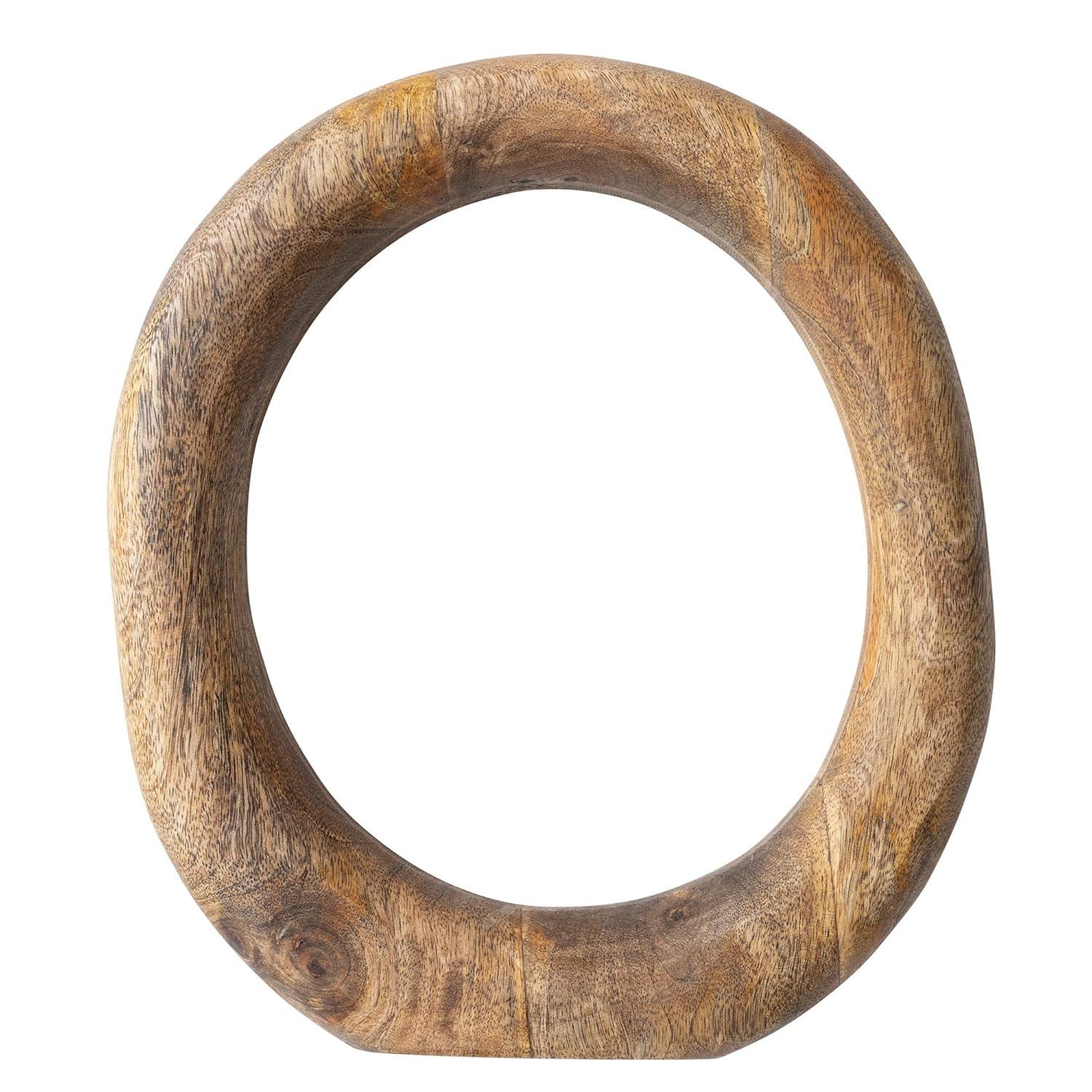 Creative Co-Op Modern Decorative Carved Wood Standing Circle, Natural