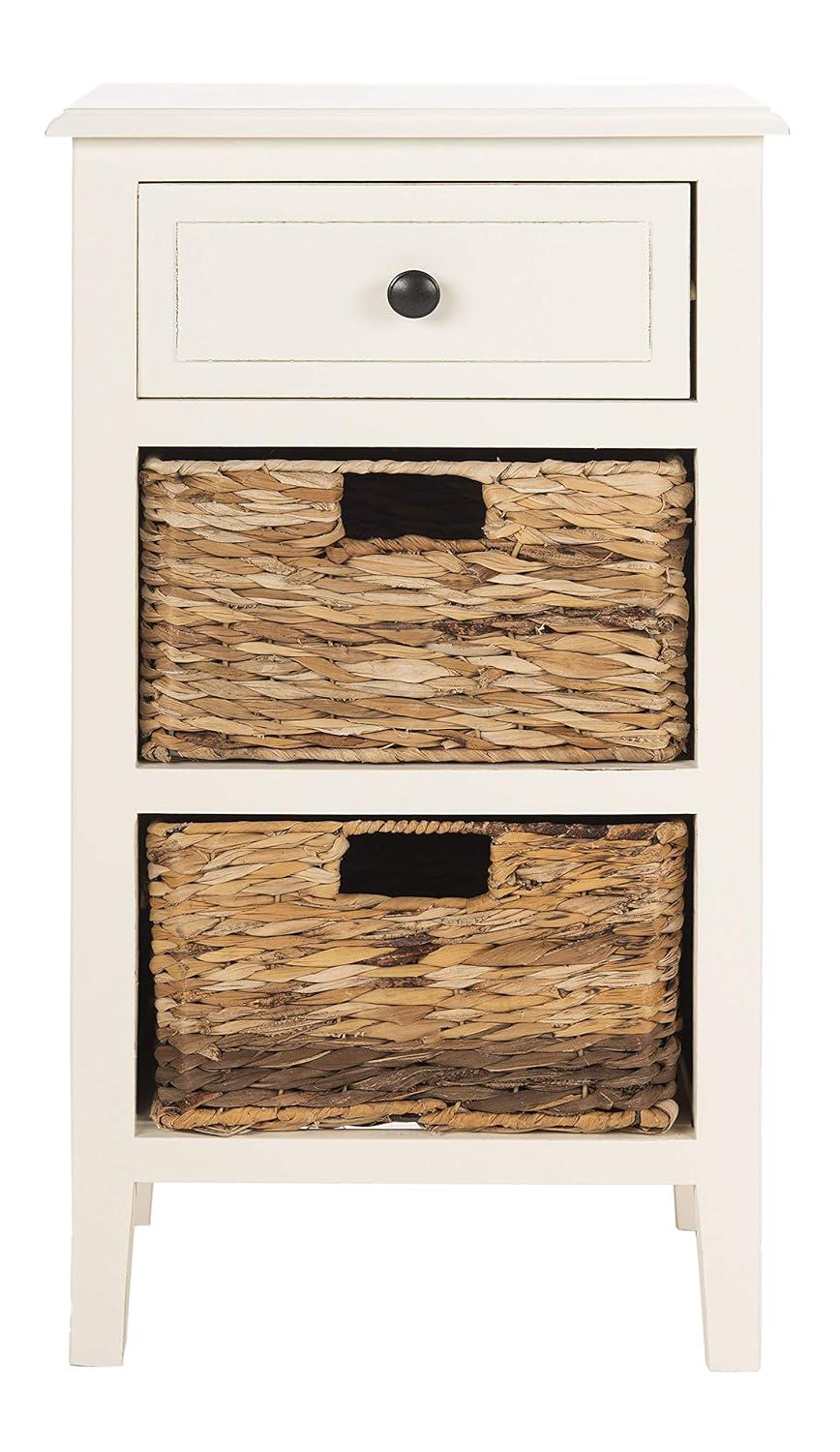 Everly Drawer Side Table - Vintage White - Safavieh.