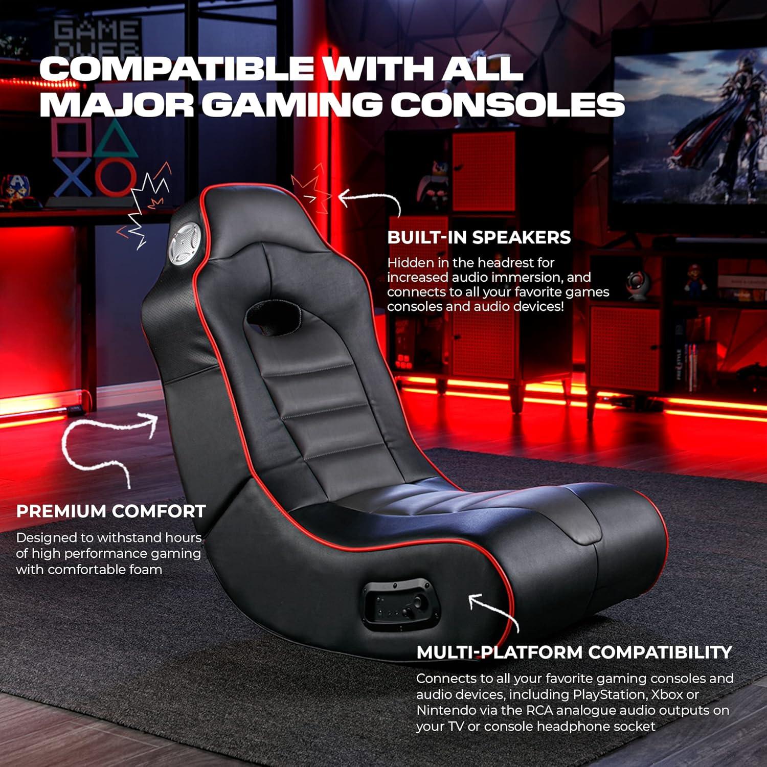 X Rocker Ergonomic & Bluetooth Swivel Gaming Chair, Black and Red