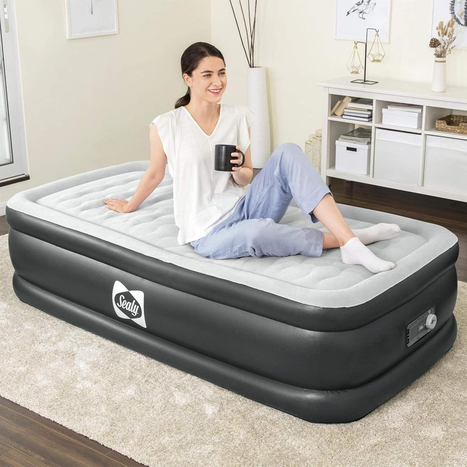 Bestway Sealy Tritech Inflatable Air Mattress Bed Queen 20" with Built-In AC Pump & Bag