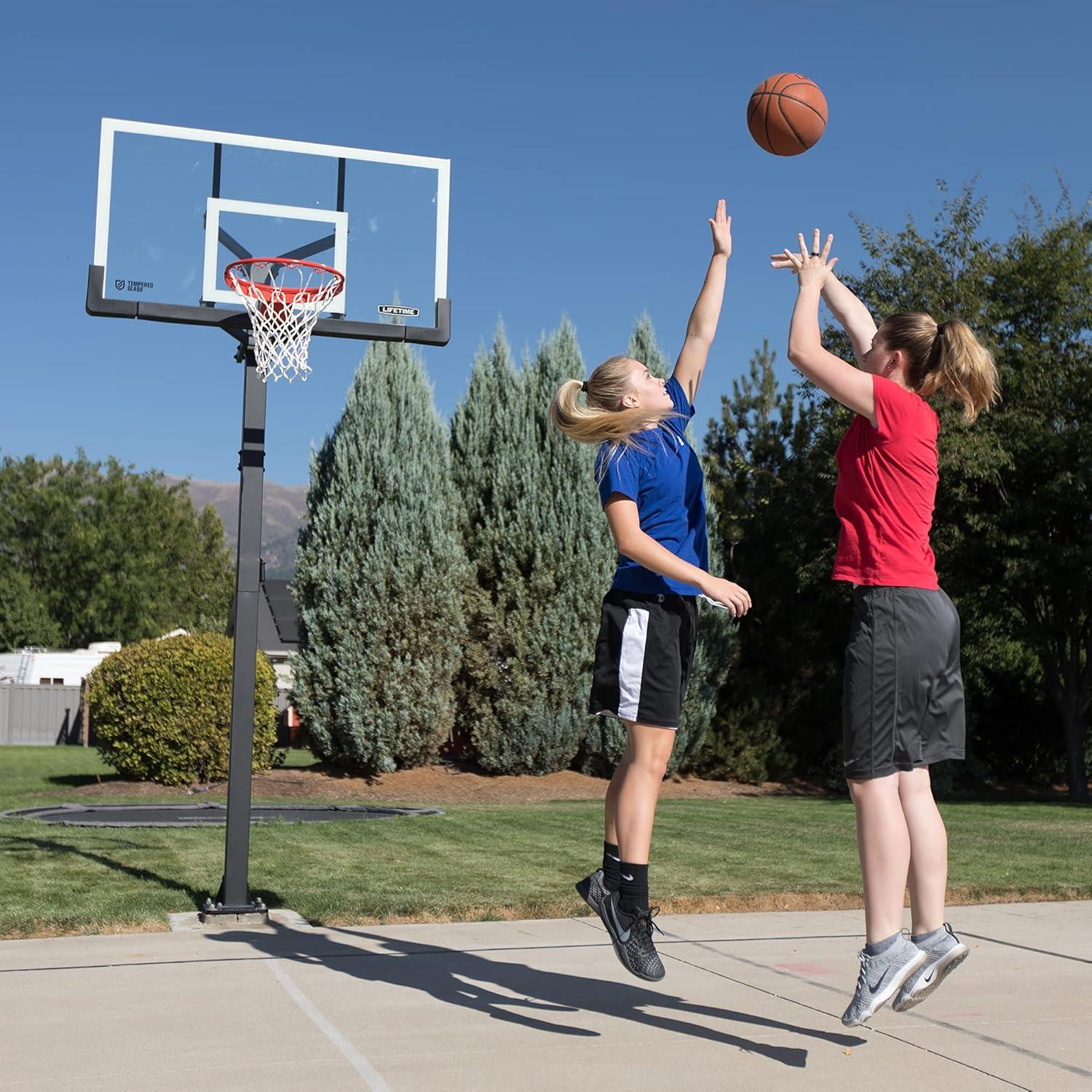 Lifetime New Adjustable Bolt Down Basketball Hoop (60-inch Tempered Glass), 90569