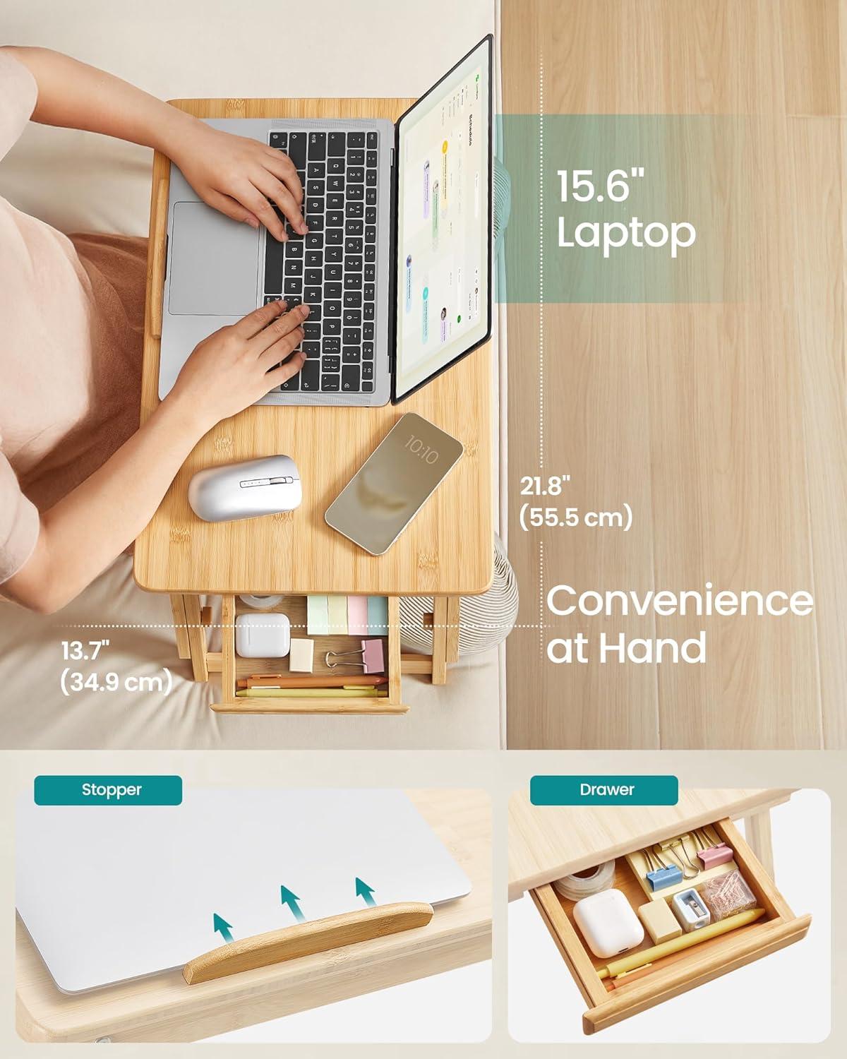 Bamboo Foldable Lap Desks for Laptop, Portable Bed Tray Table, Working,Snack Tray Breakfast Tray Bed Table Drawing Table